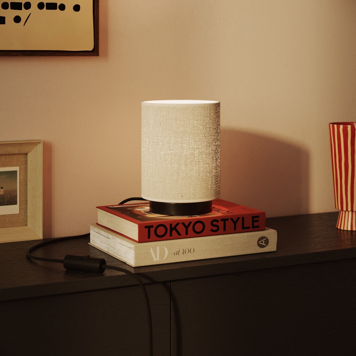 Paralume Cilindro S in tessuto con attacco E27 - Made in Italy - Juta Chiara