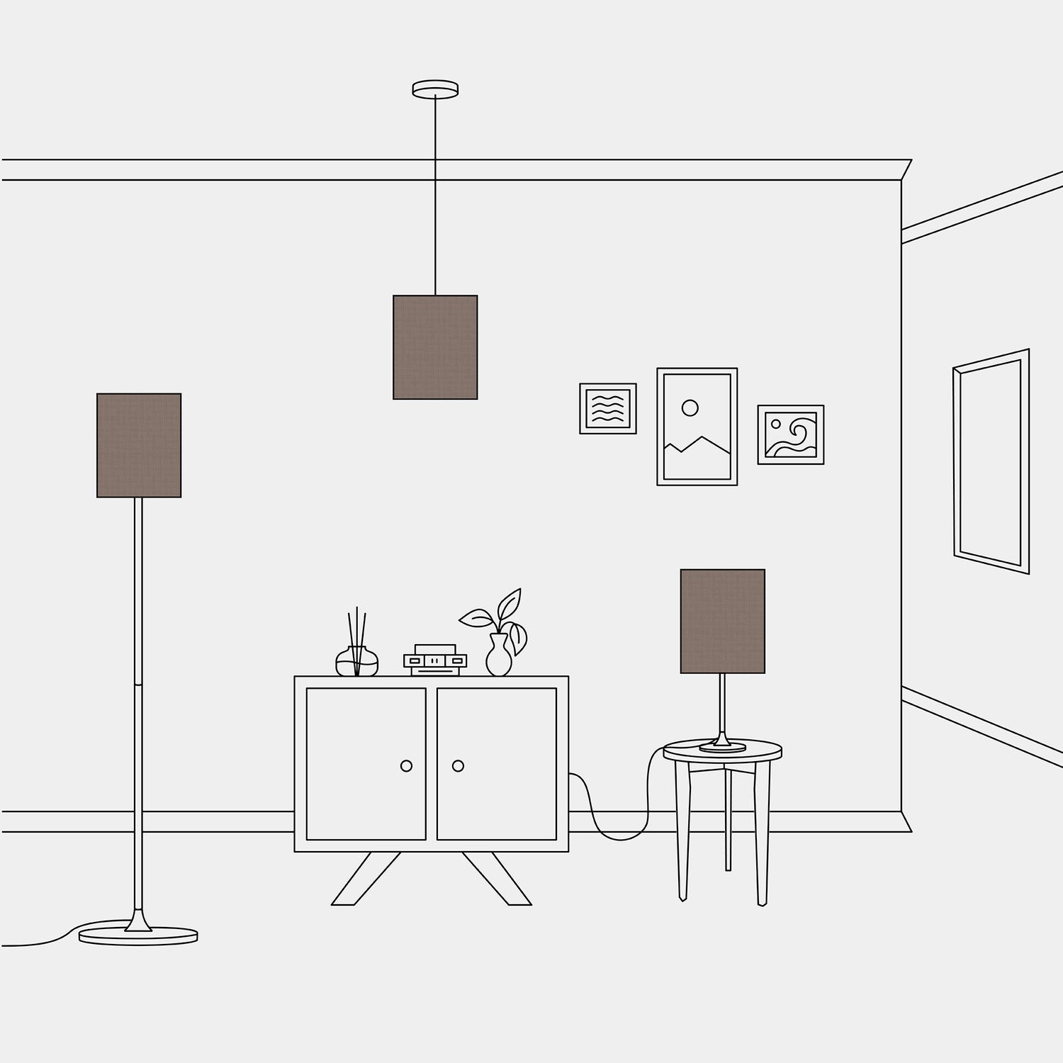 Paralume Cilindro M in tessuto con attacco E27 - Made in Italy - Camelot Marrone