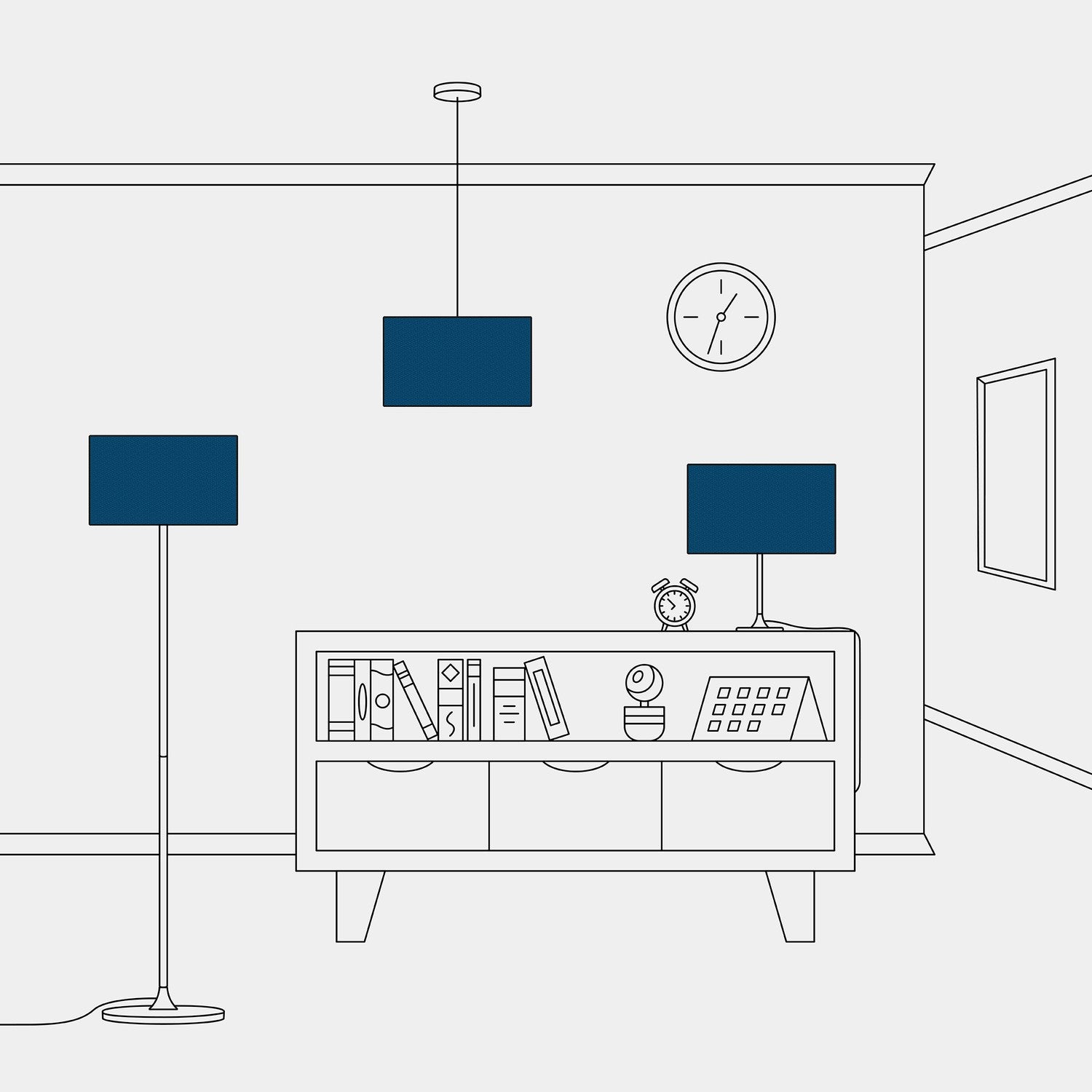 Paralume Cilindro L in tessuto con attacco E27 - Made in Italy - Lana Blu