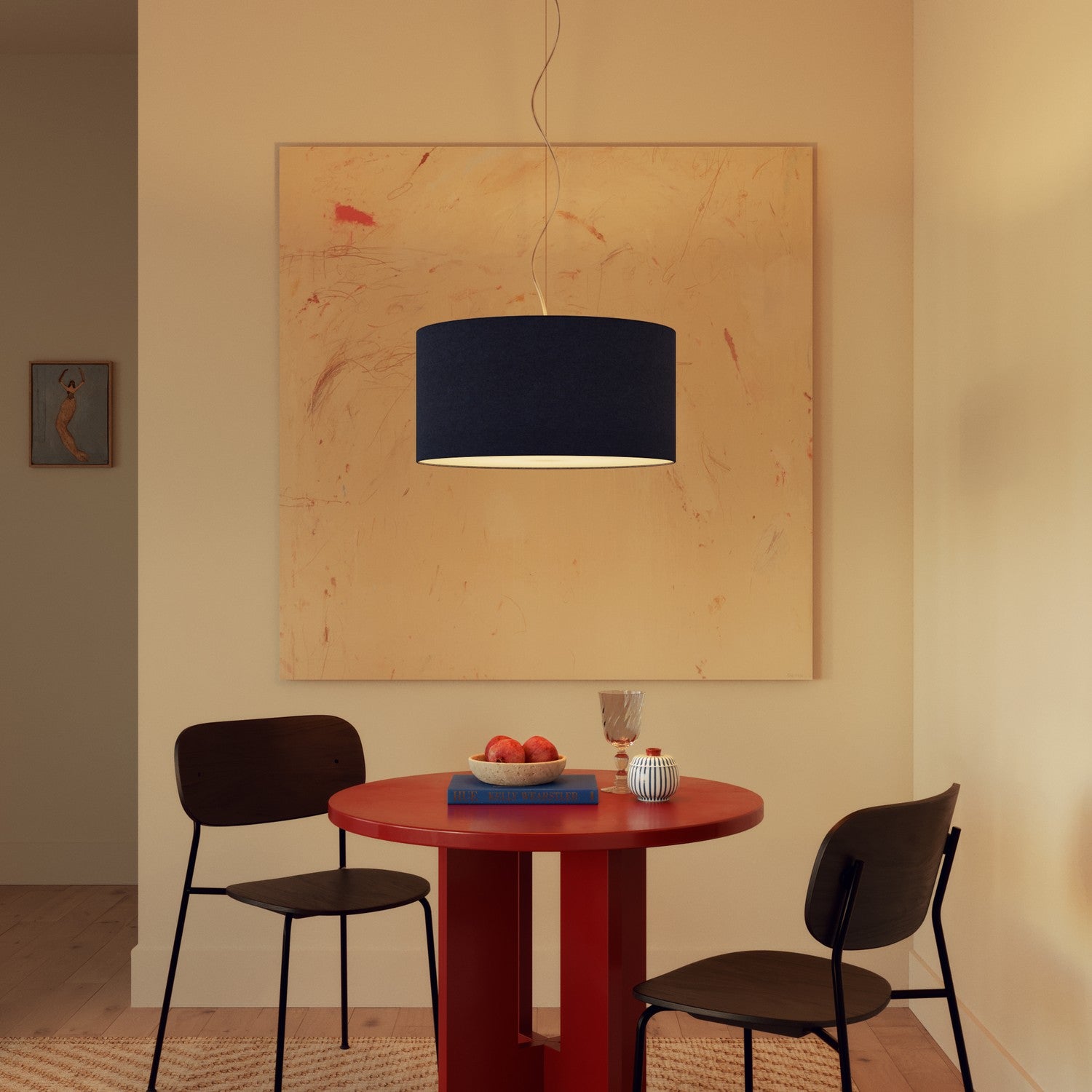 Paralume Cilindro XL in tessuto con attacco E27 - Made in Italy - Lana Blu