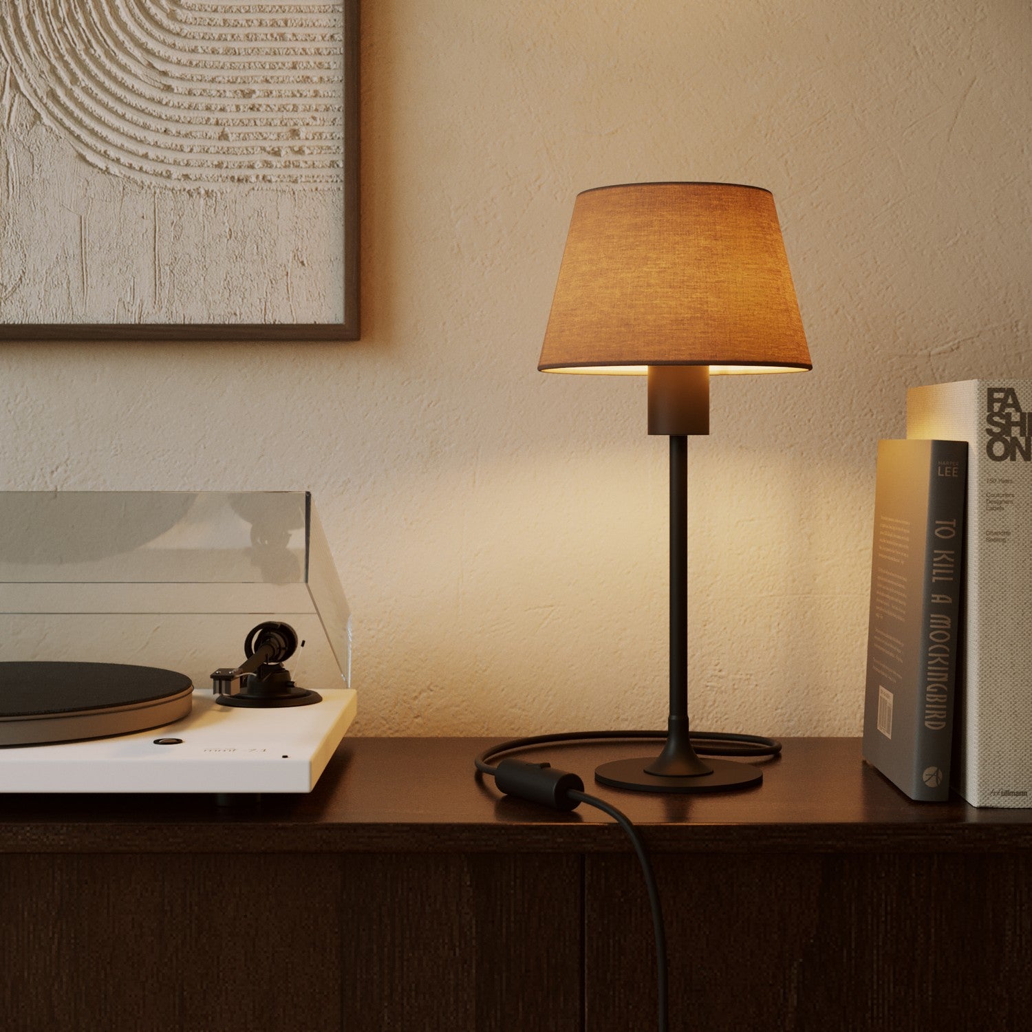 Paralume Impero S con attacco E27 per lampada da tavolo o applique - Made in Italy - Arenal Cenere