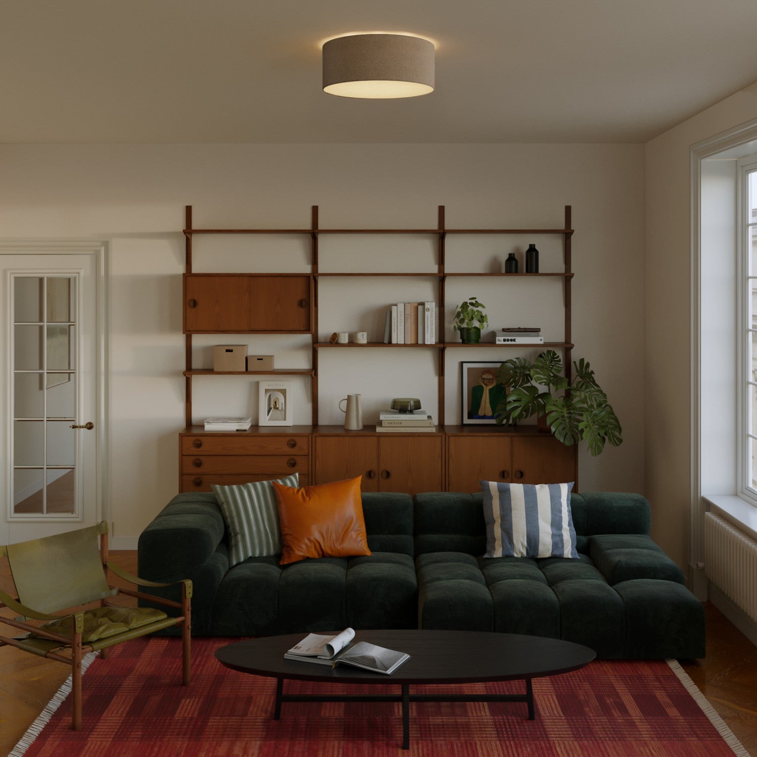 Plafoniera in tessuto Medium Slim - Made in Italy - Lana Marrone