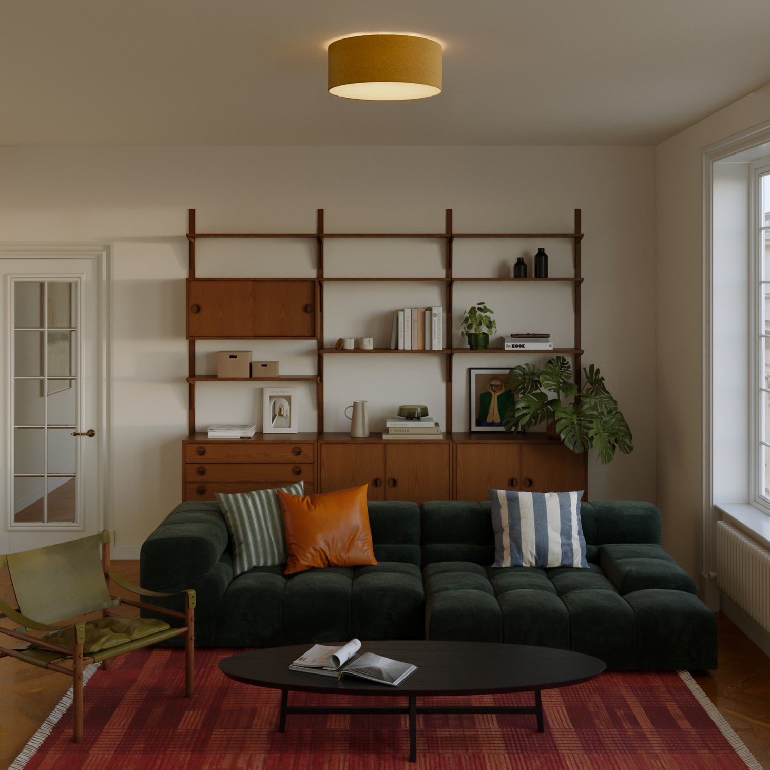 Plafoniera in tessuto Medium Slim - Made in Italy - Lana Senape