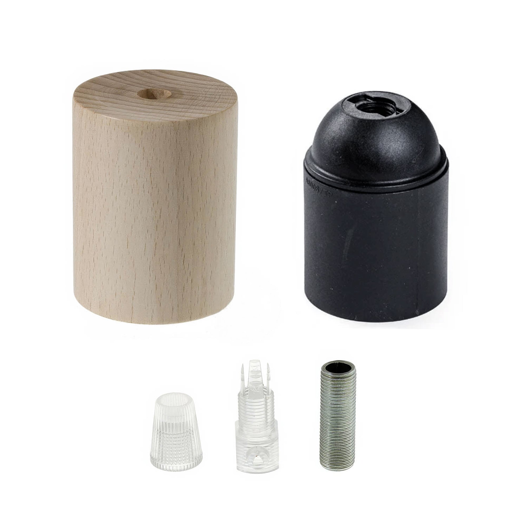 Kit portalampada E27 in legno - Neutro