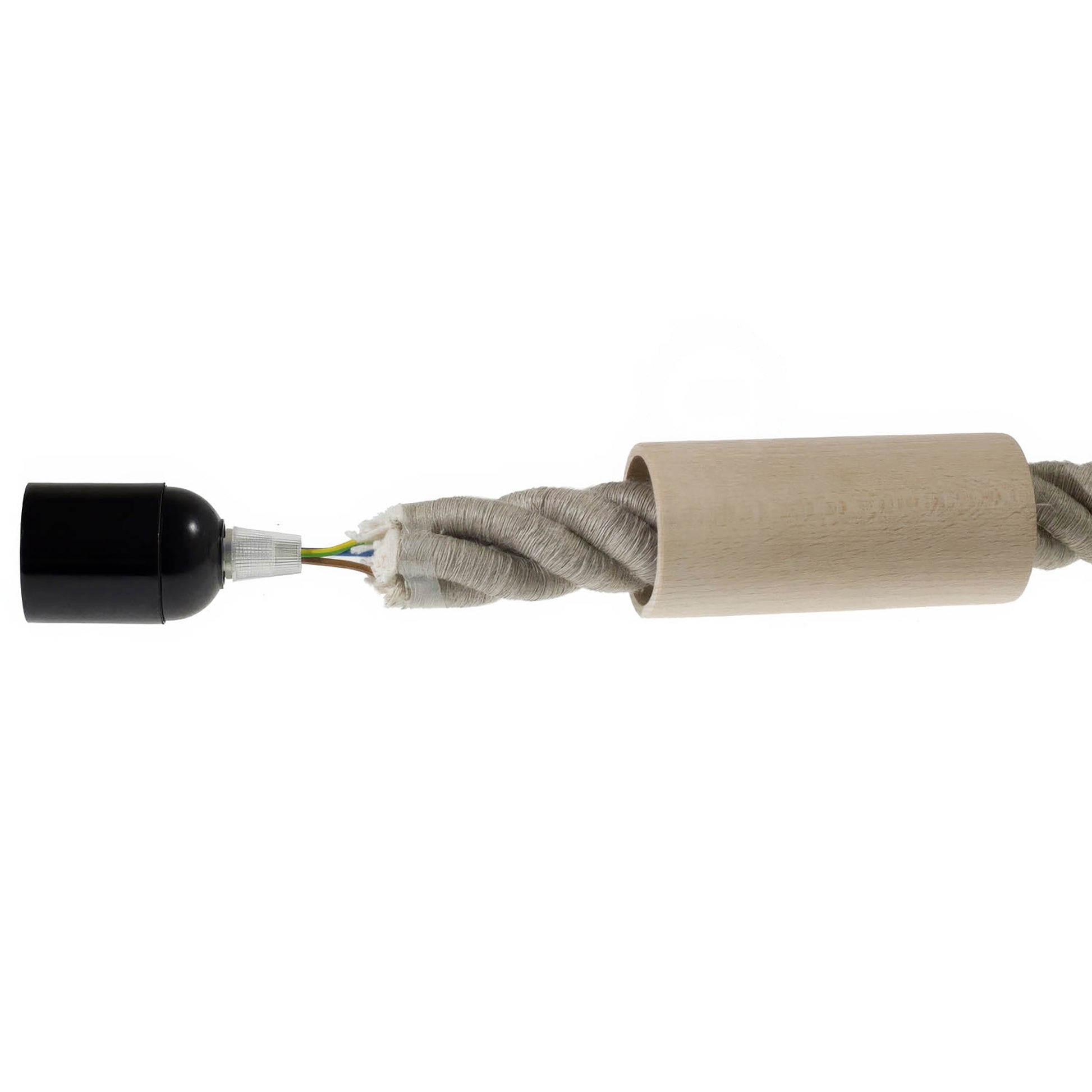 Kit portalampada E27 in legno per cordone 3XL - Neutro