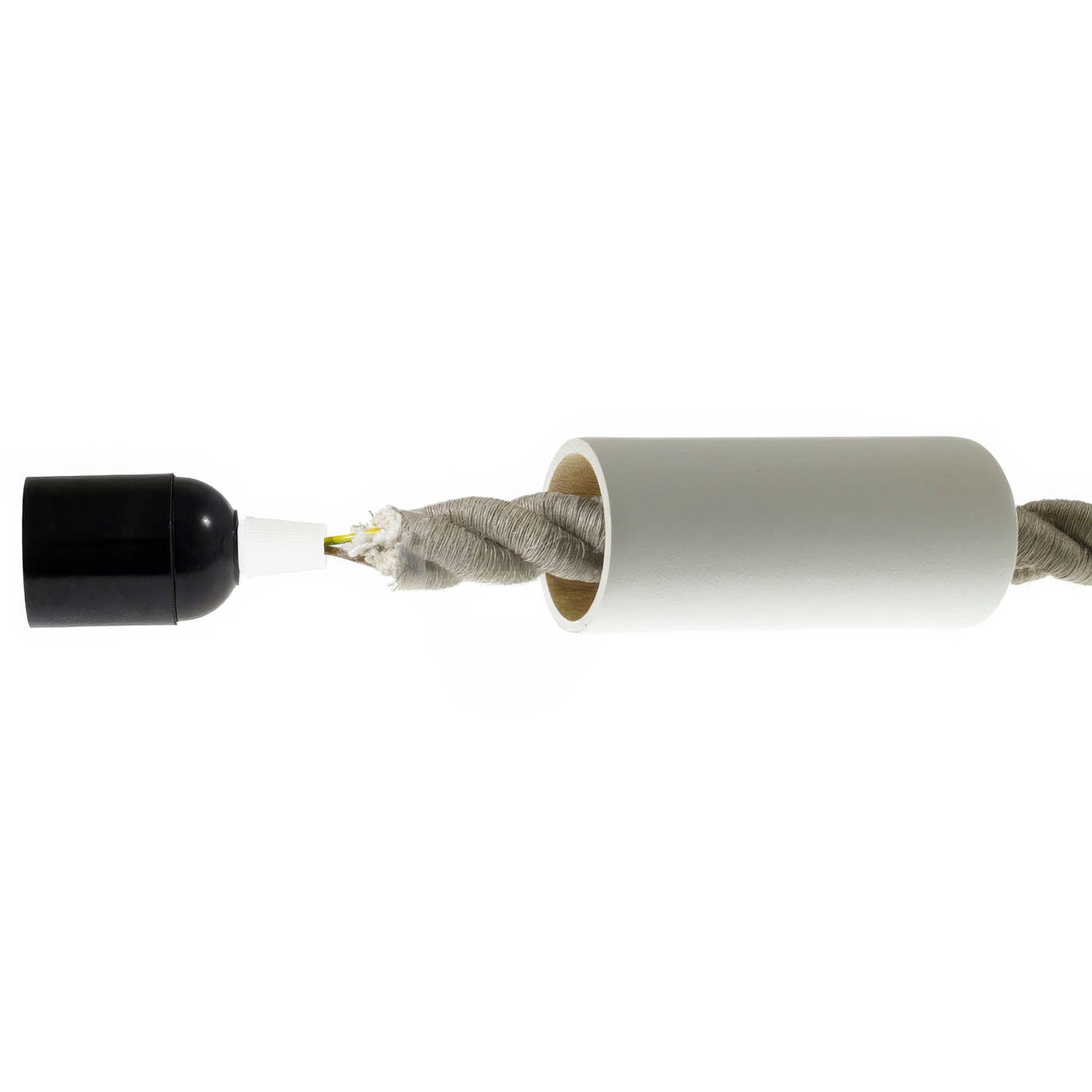 Kit portalampada E27 in legno per cordone 2XL - Bianco