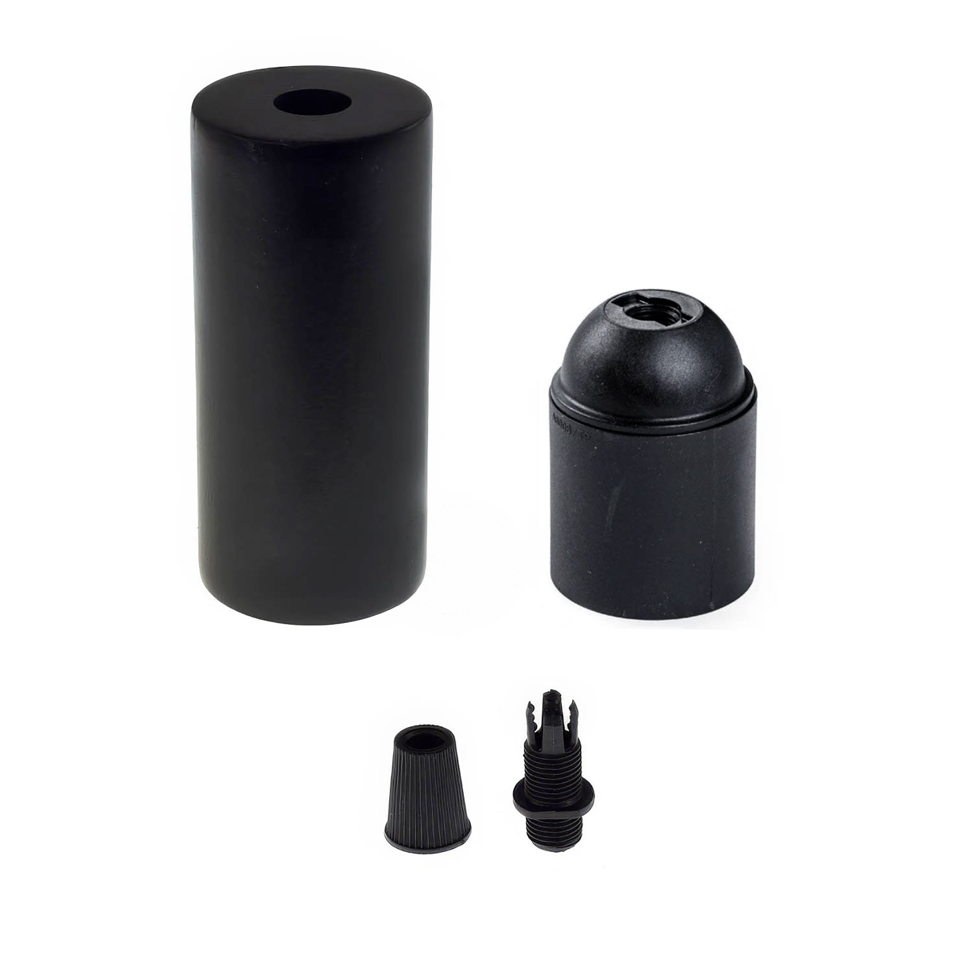 Kit portalampada E27 in legno per cordone XL - Nero