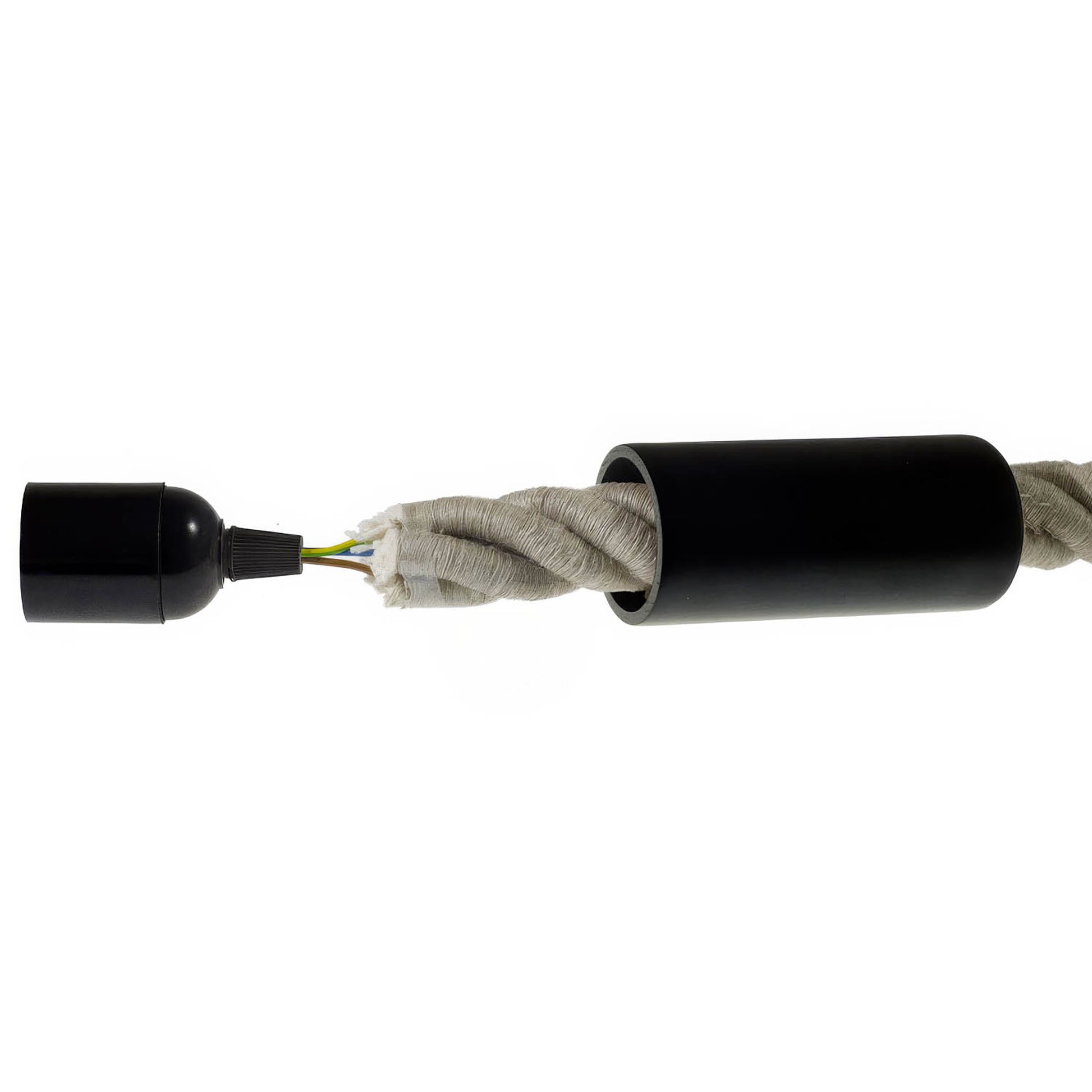 Kit portalampada E27 in legno per cordone 3XL - Nero