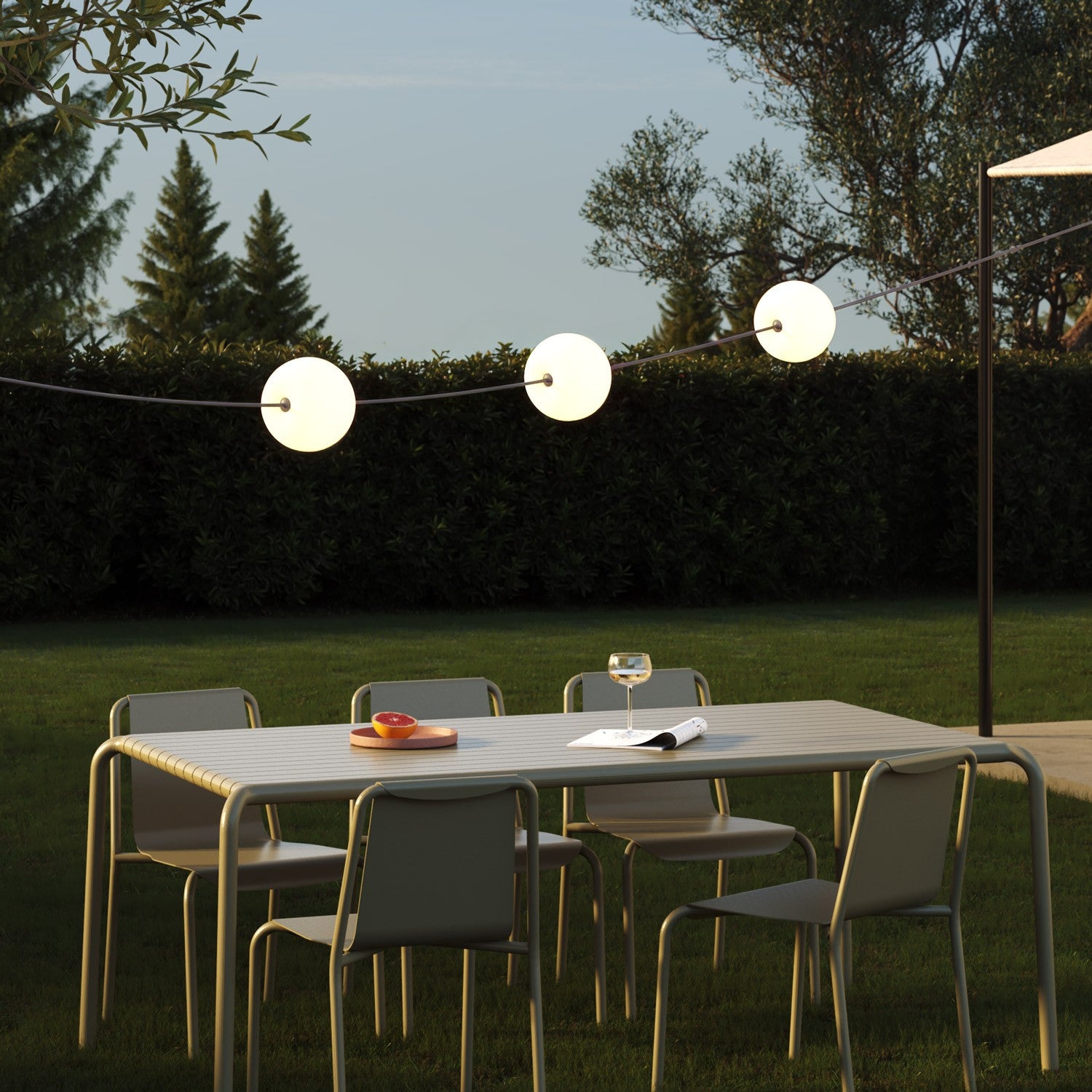Catena luminosa 3 punti luce da esterno IP67 Grigio - Marina3 Cherry 70 cm