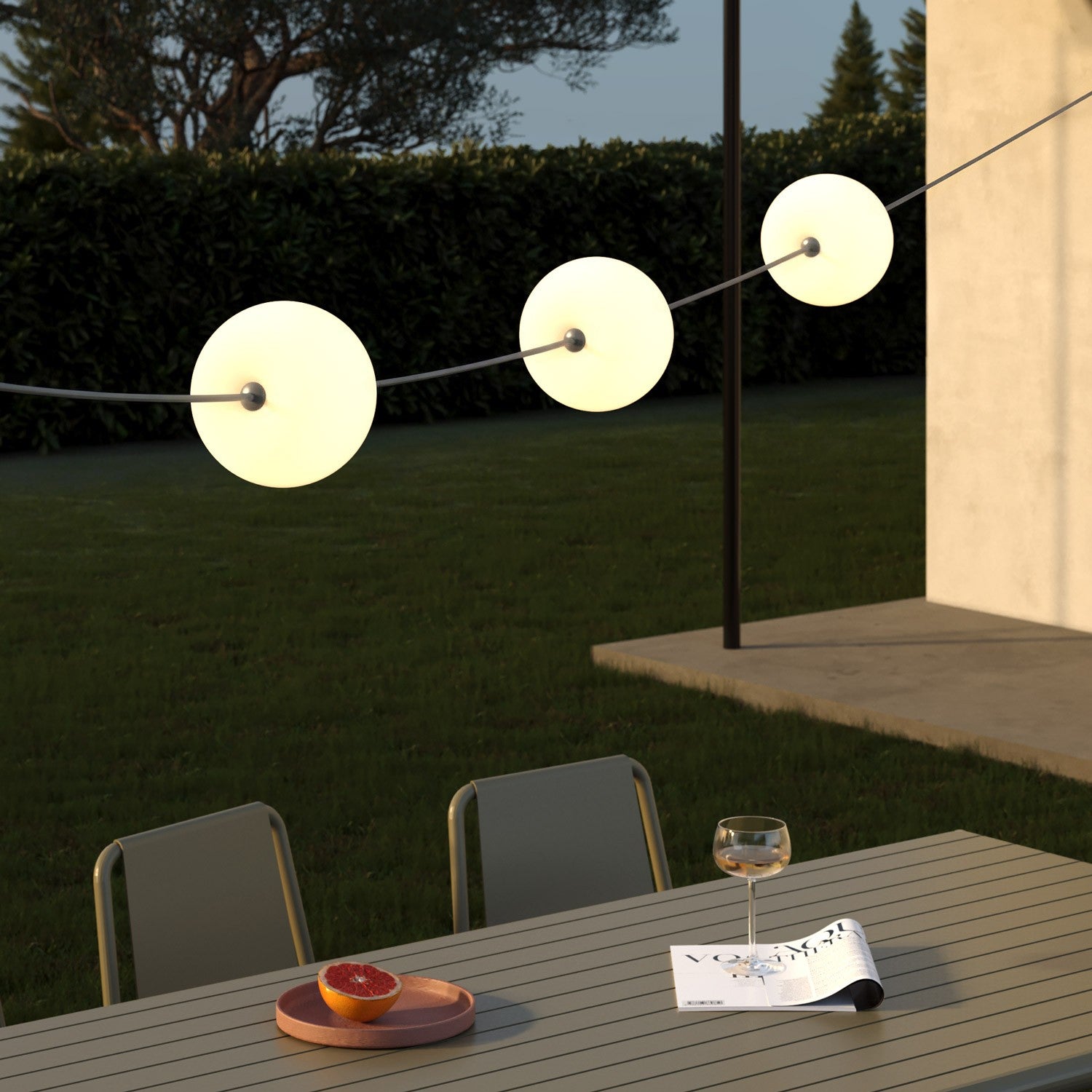 Catena luminosa 3 punti luce da esterno IP67 Grigio - Marina3 Cherry 70 cm