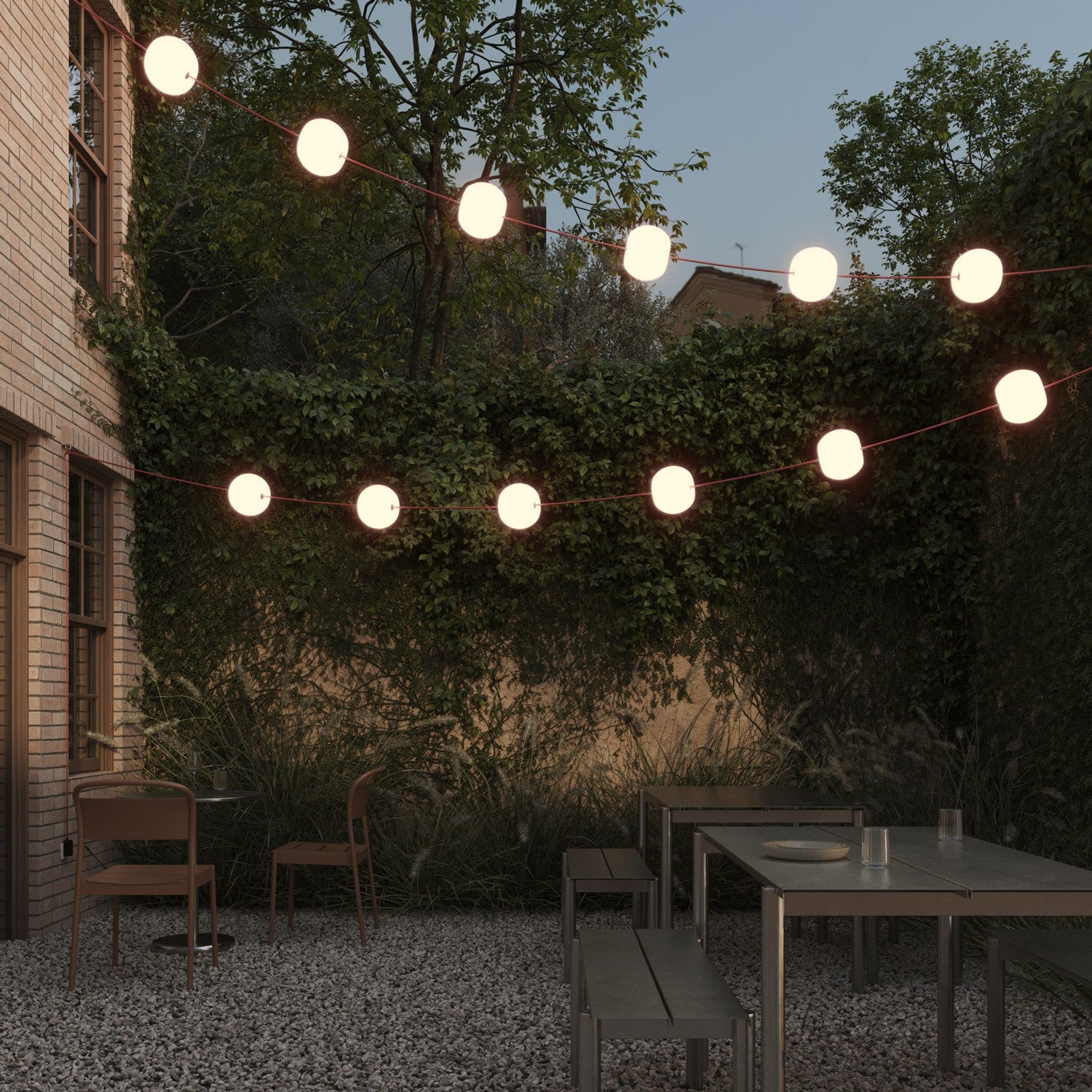 Catena luminosa 12 punti luce da esterno IP67 Rosso Stella Marina - Marina12 Cherry