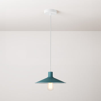 Viseća lampa s tekstilnim kabelom, sjenilom Swing Pastel i metalnim završnim obradama - Petrol