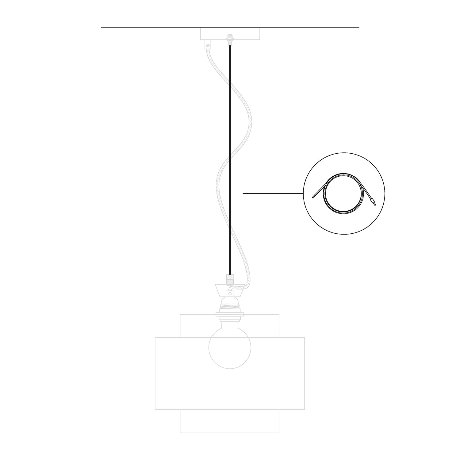 Kabel tirant od čelika 3 metra sa sferom za blokadu za ovjese - Ø 1,5 mm (Opterećenje 25 kg)