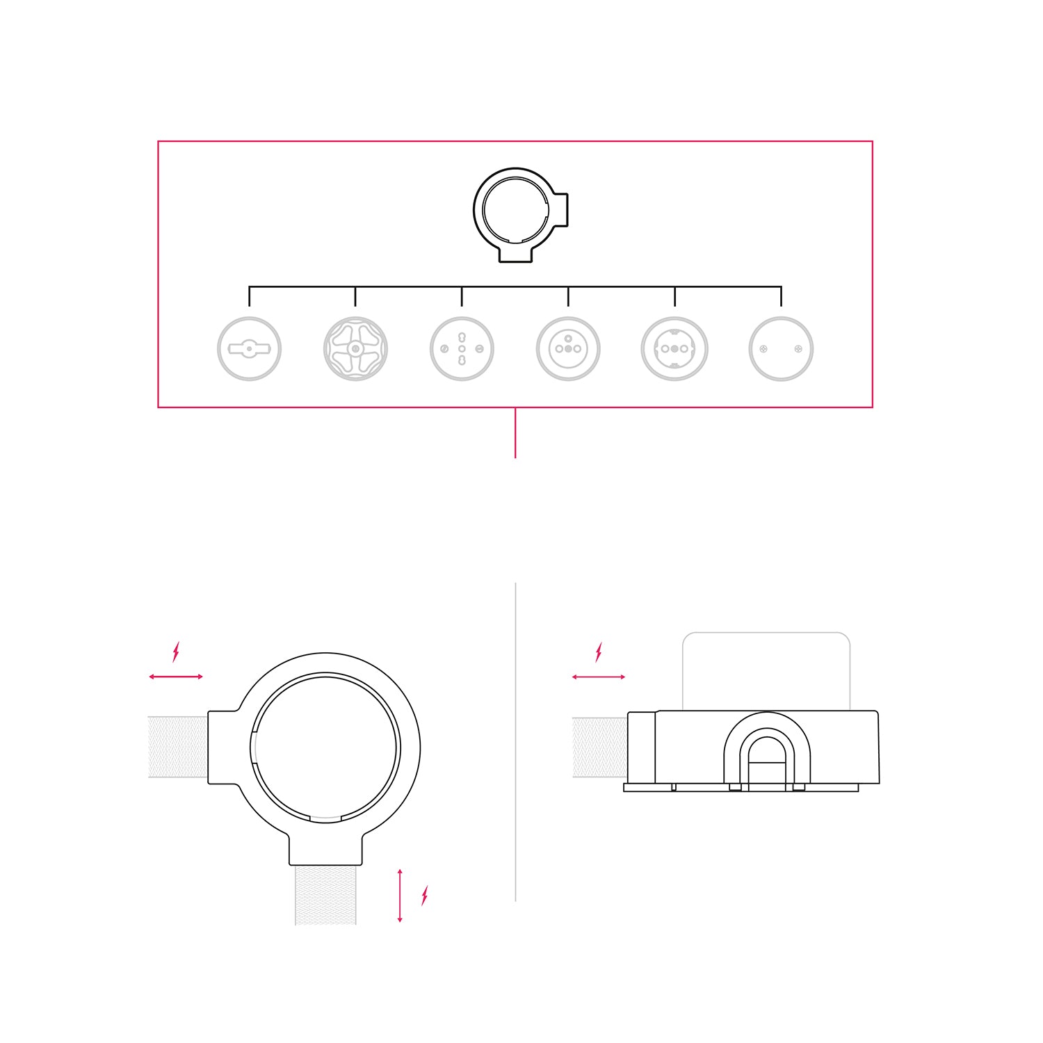 Base in porcellana nera per presa elettrica e interruttore/deviatore compatibile con Creative-Tubes - da 1 a 4 uscite 2