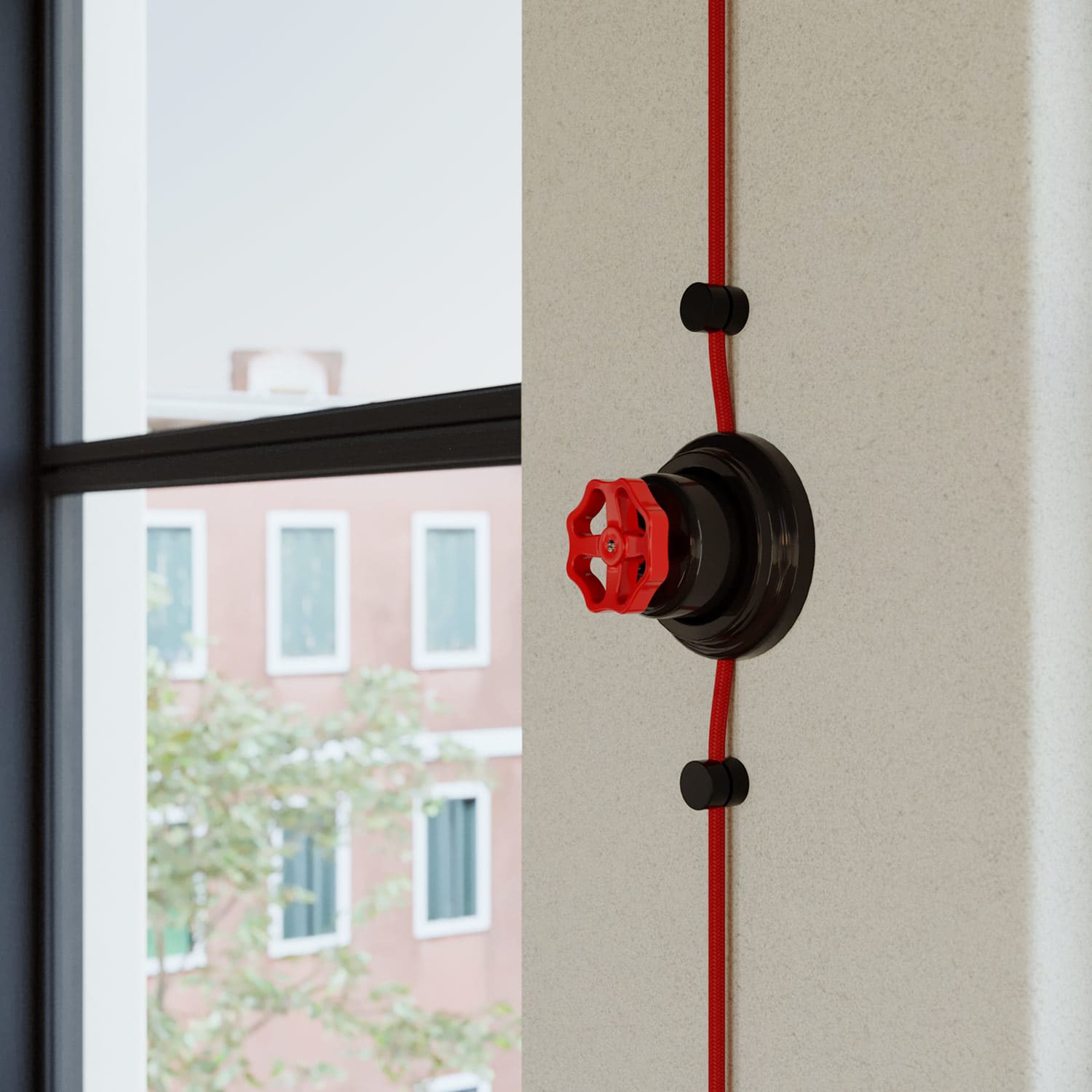 Base in porcellana per presa elettrica e per interruttore/deviatore - Nero