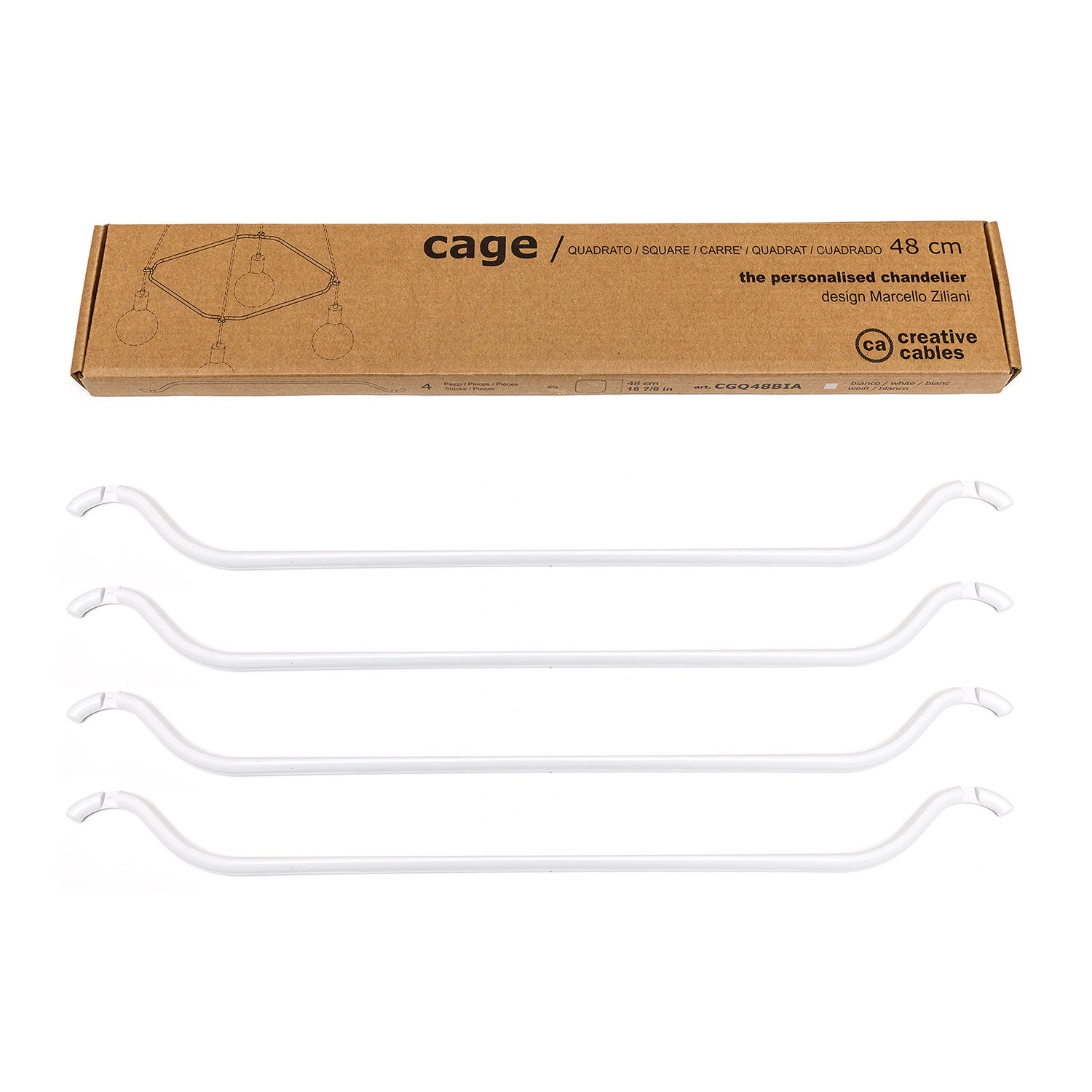 Cage Quadrato - Struttura per lampadari - Bianco M - L 48 cm