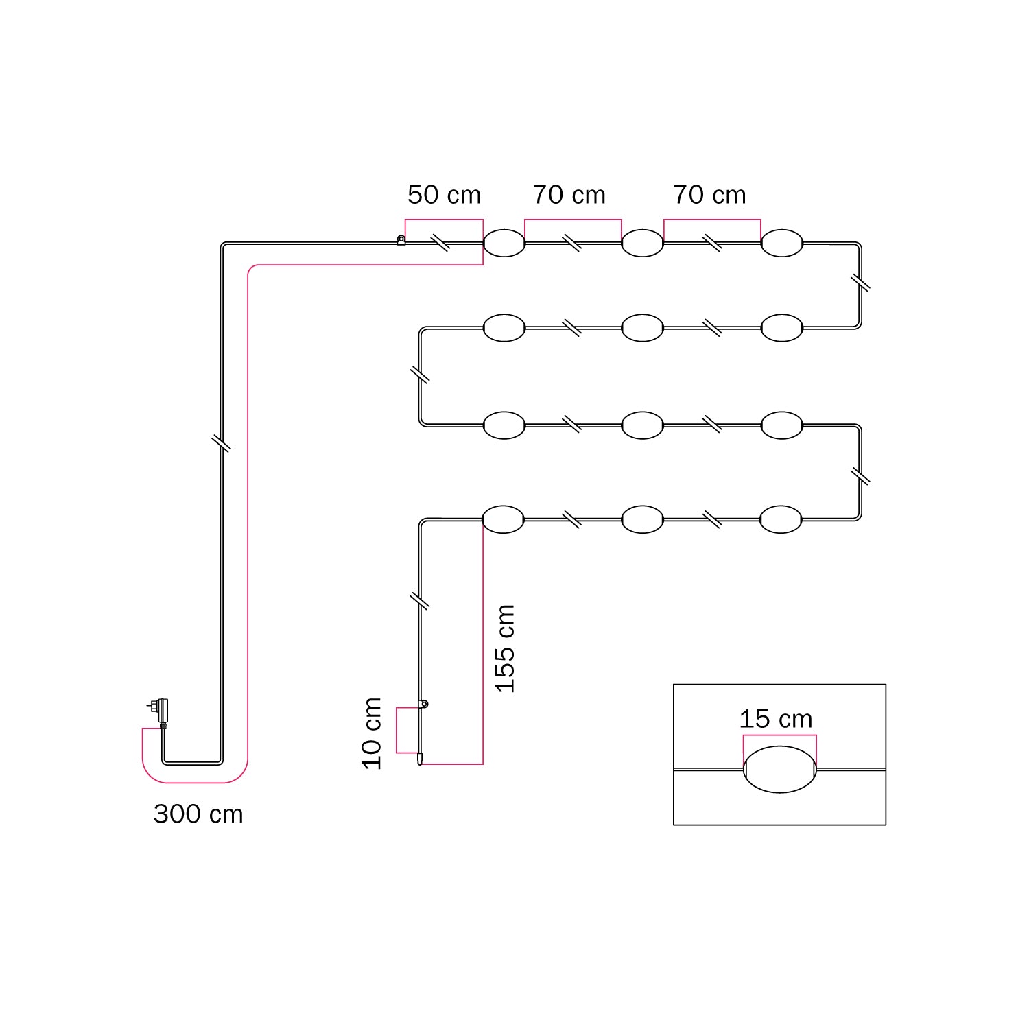 Catena luminosa 12 punti luce da esterno IP67 Rosso stella marina - Marina12