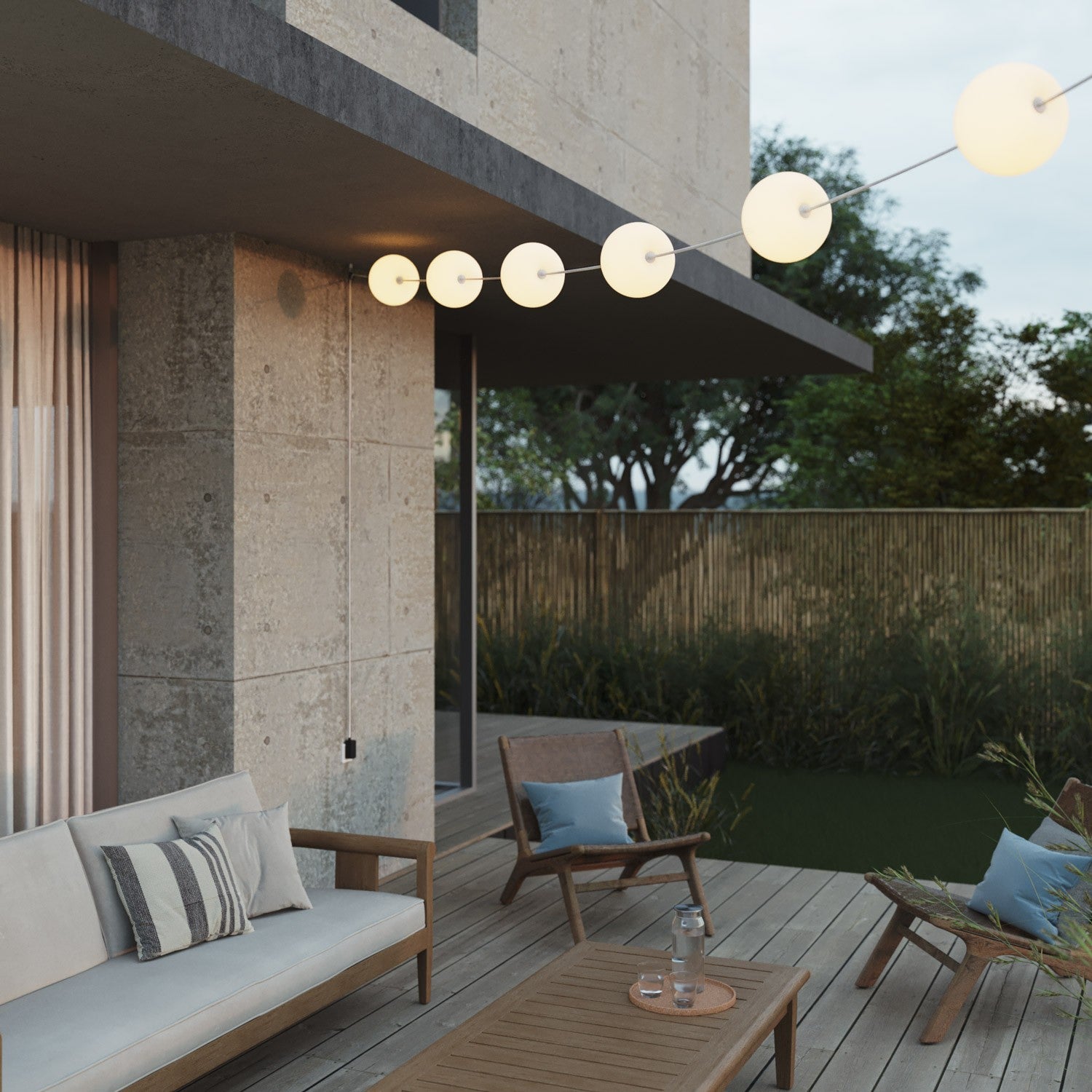 Catena luminosa 6 punti luce da esterno IP67 Bianco Sabbia - Marina6 Cherry