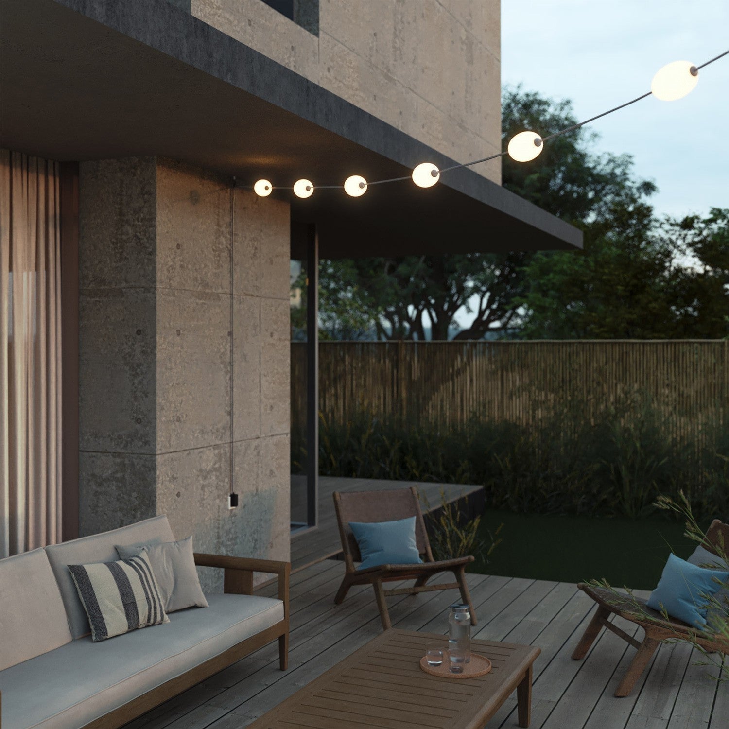 Catena luminosa 6 punti luce da esterno IP67 Grigio - Marina6