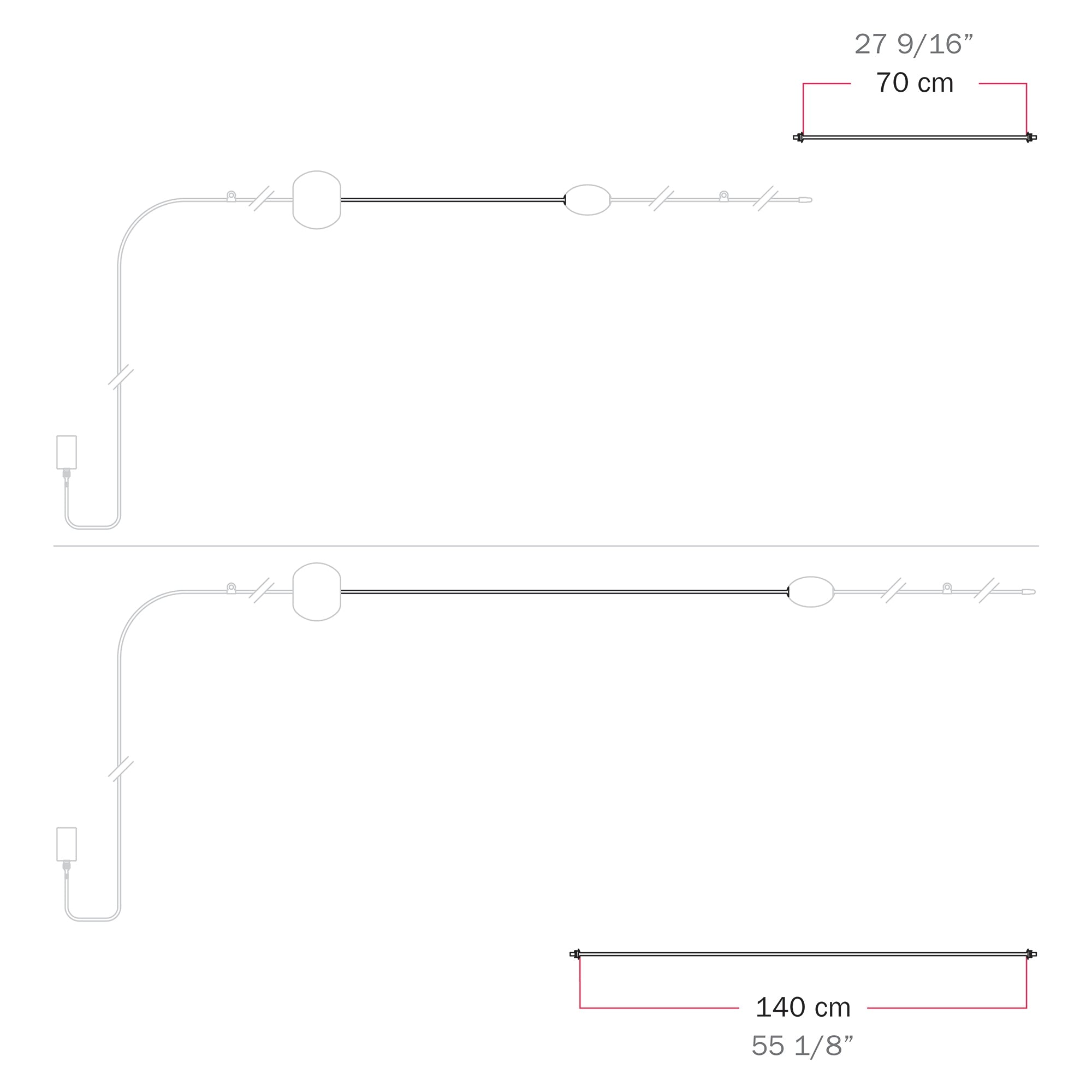 Cavo di connessione tra paralumi 70/140 cm (27 9/16" / 55 1/8") - Marina - Rosso stella marina 70 cm (27 9 16")