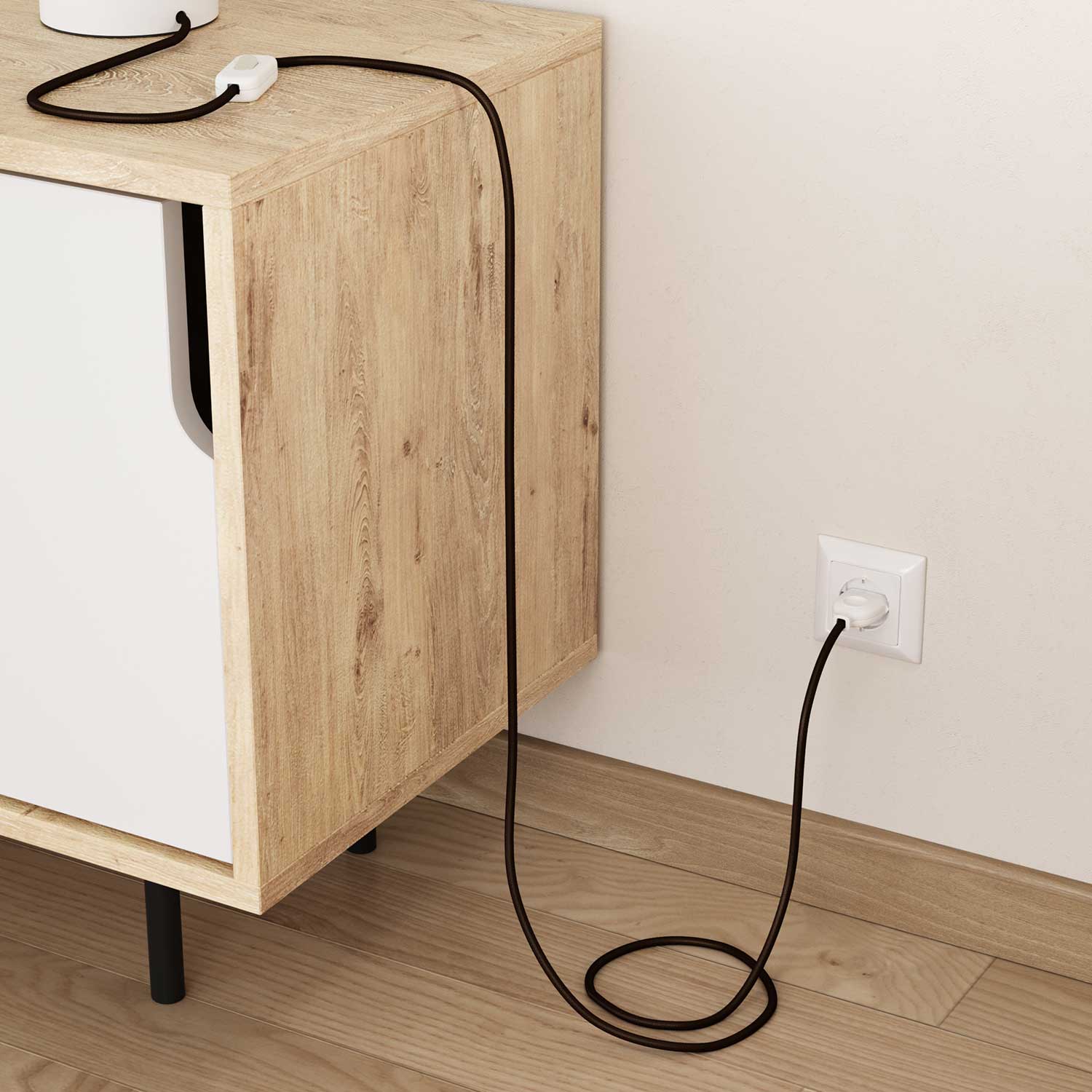 Cavo elettrico tessile Marrone Espresso lucido - L'Originale Creative Cables, per decorazioni luminose uniche - RM13