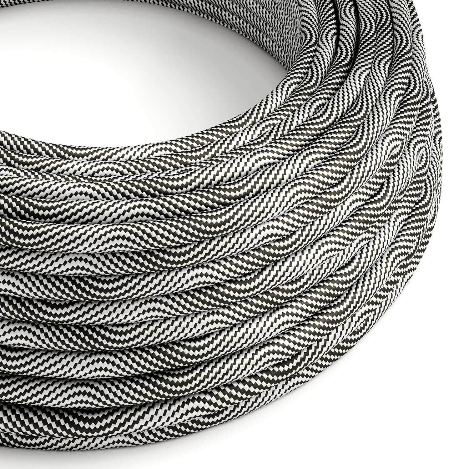 Corda elettrica per illuminazione Optical Nero e Argento Vertigo - L'Originale Creative Cables, per lampade DIY - ERM64