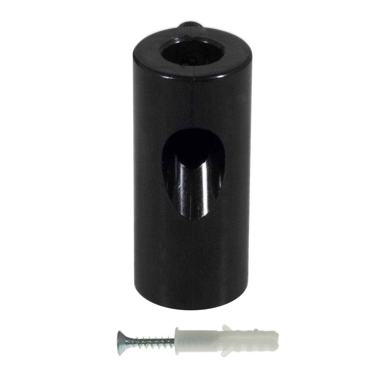 Decentratore, gancio a soffitto per cavo elettrico tessile con fermo - Nero