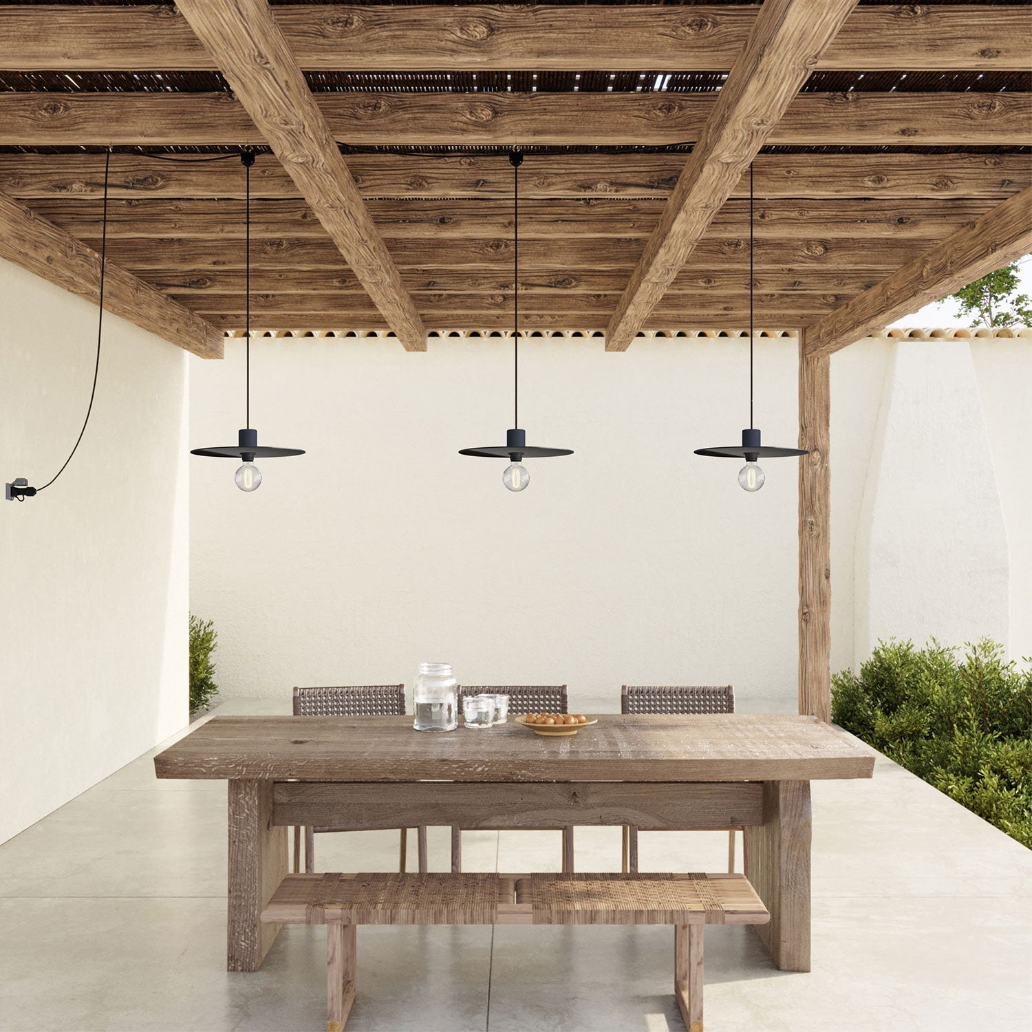 E-Snake Modulair Lampada da esterno IP65 portatile a 3 luci con paralumi - Nero