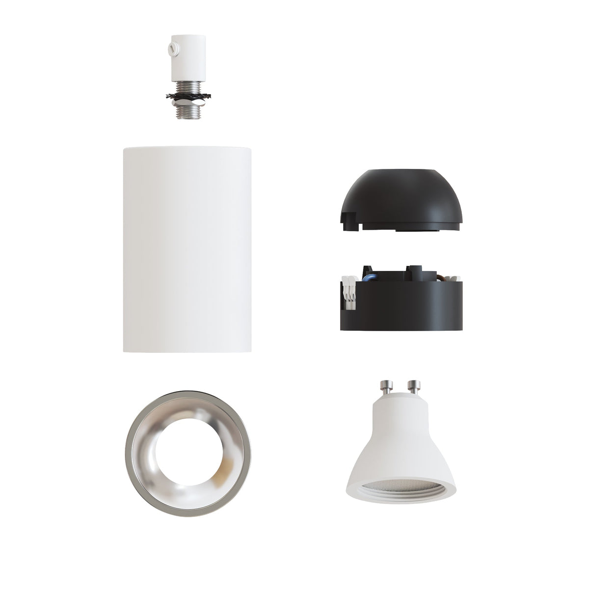 Faretto GU10 Spotlight LED Bispot - Bianco opaco / Cromo