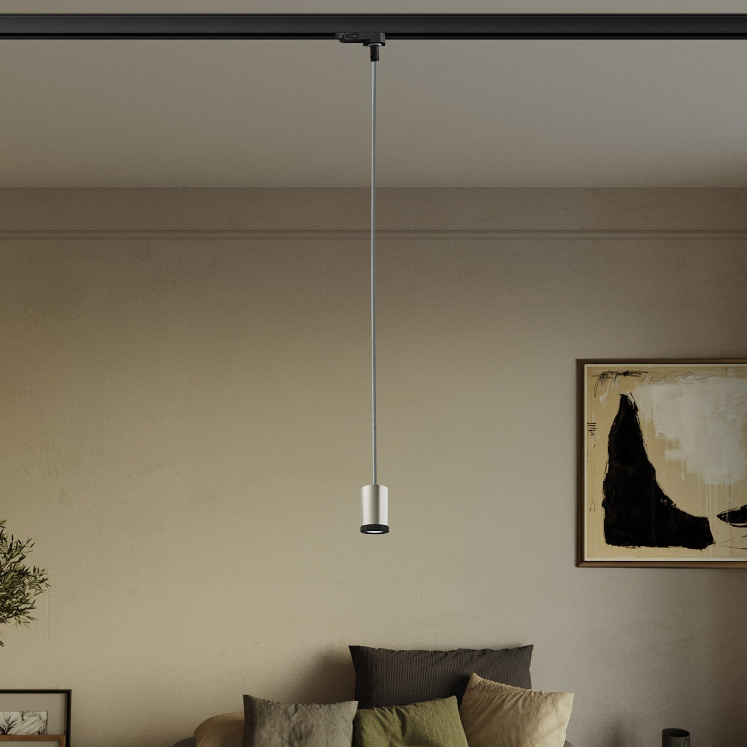 Faretto singolo Mini Spotlight GU1d0 per binari - Titanio satinato