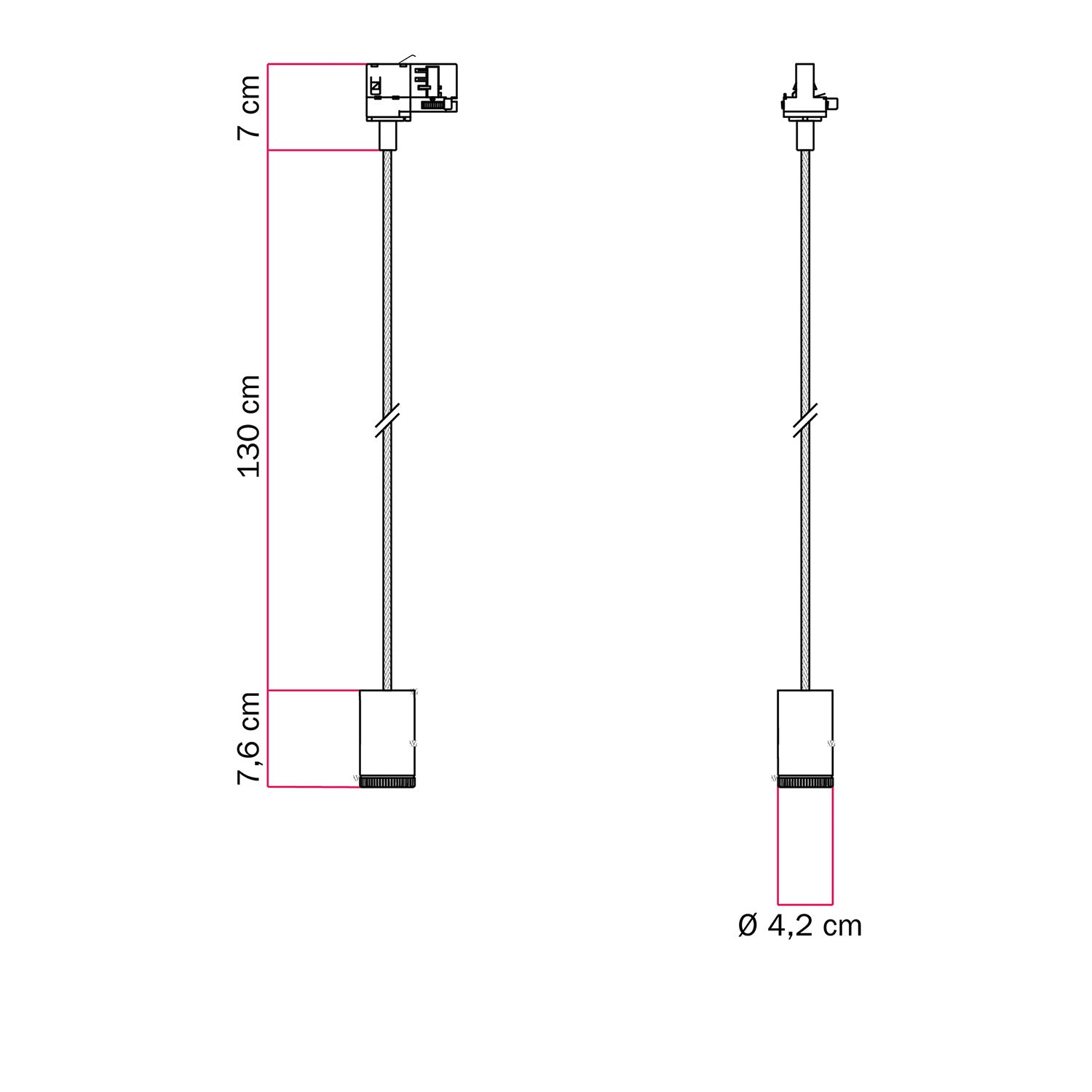 Faretto singolo Mini Spotlight GU1d0 per binari - Titanio satinato