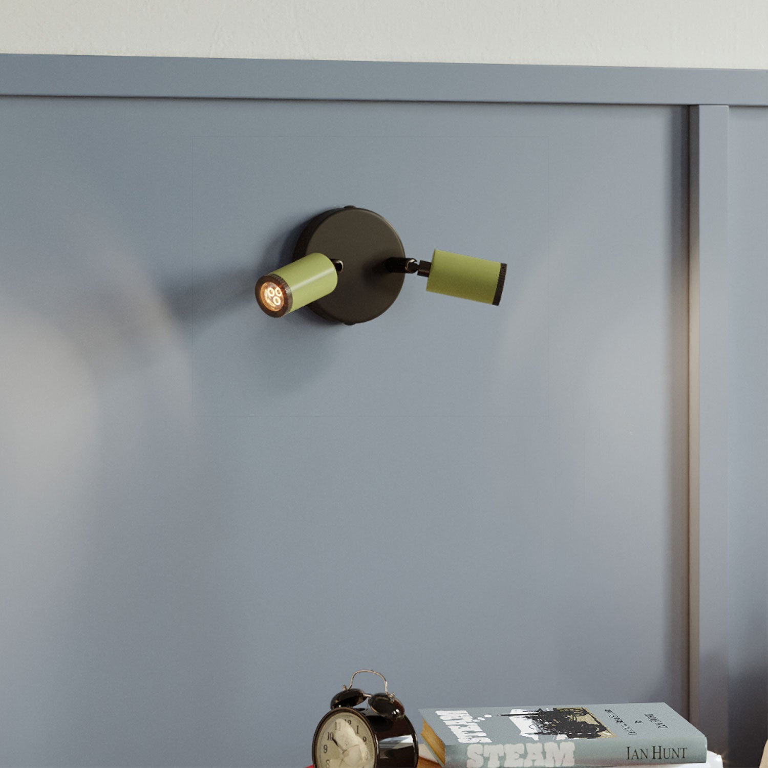 Fermaluce con 2 faretti orientabili Mini Spotlight GU1d0 - Verde prato