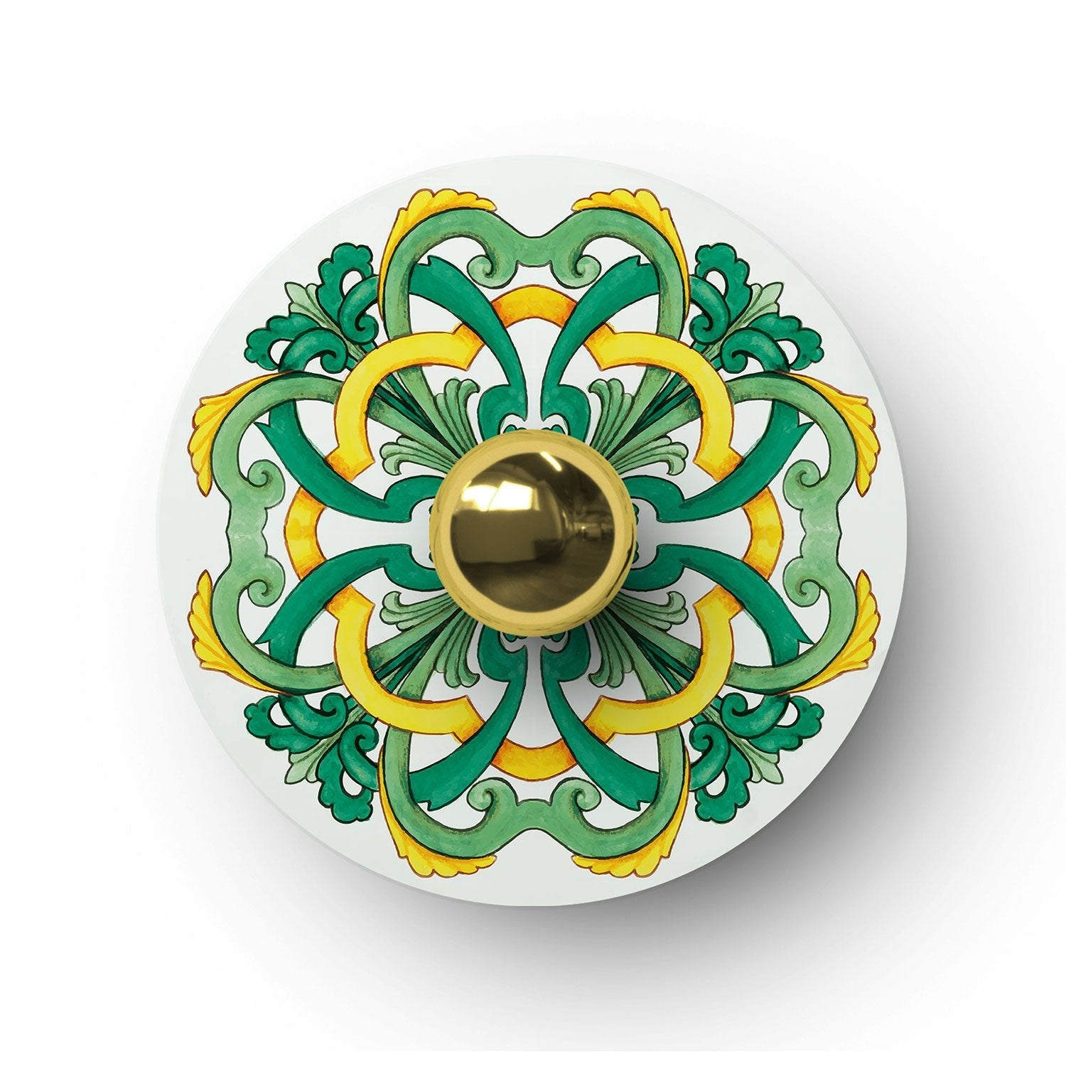 Fermaluce con mini piatto Ellepì 'Maioliche' Giallo e Verde