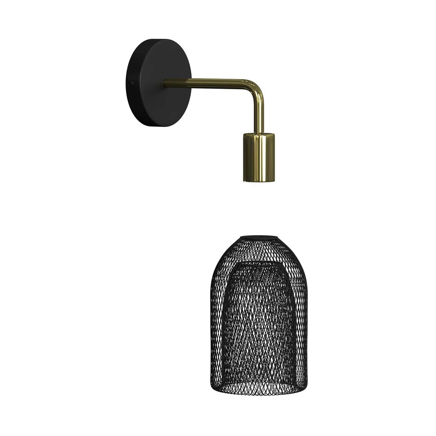 Fermaluce Metal con paralume Ghostbell, lampada a muro in metallo con estensione curva - Ottone