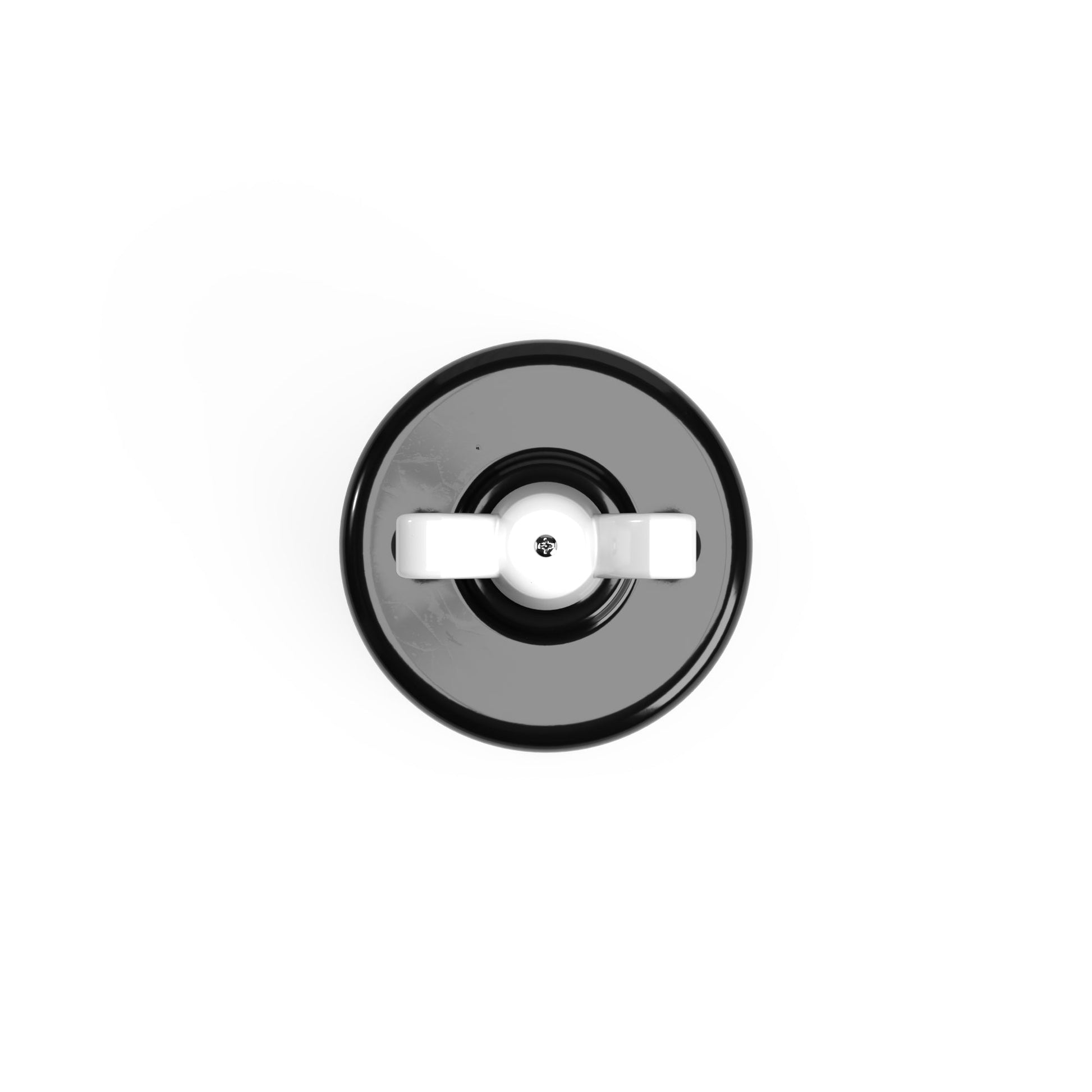 Interruttore/Deviatore in porcellana nero con dado a farfalla Bianco