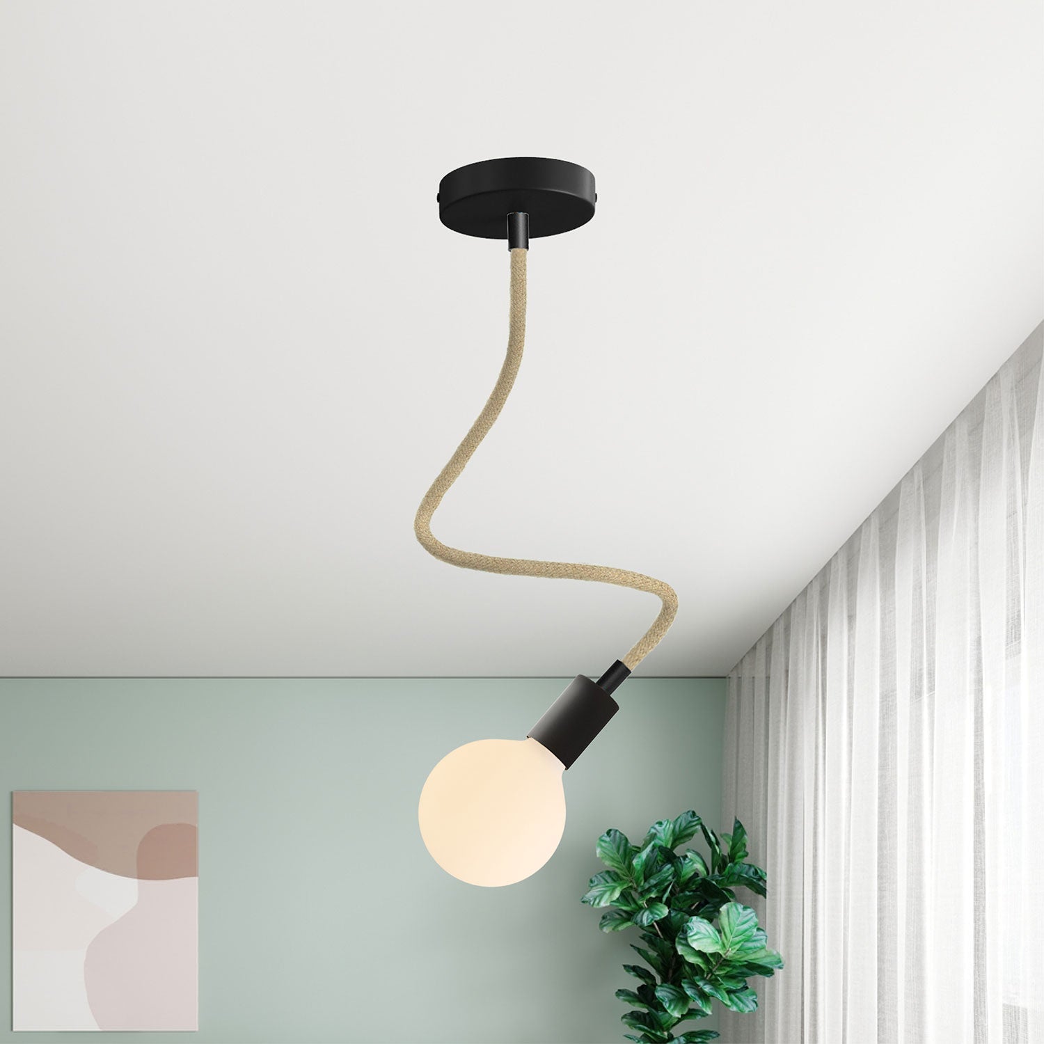 Kit Creative Flex tubo flessibile di estensione rivestito in juta RN06 Neutro con terminali metallici Nero 60 cm