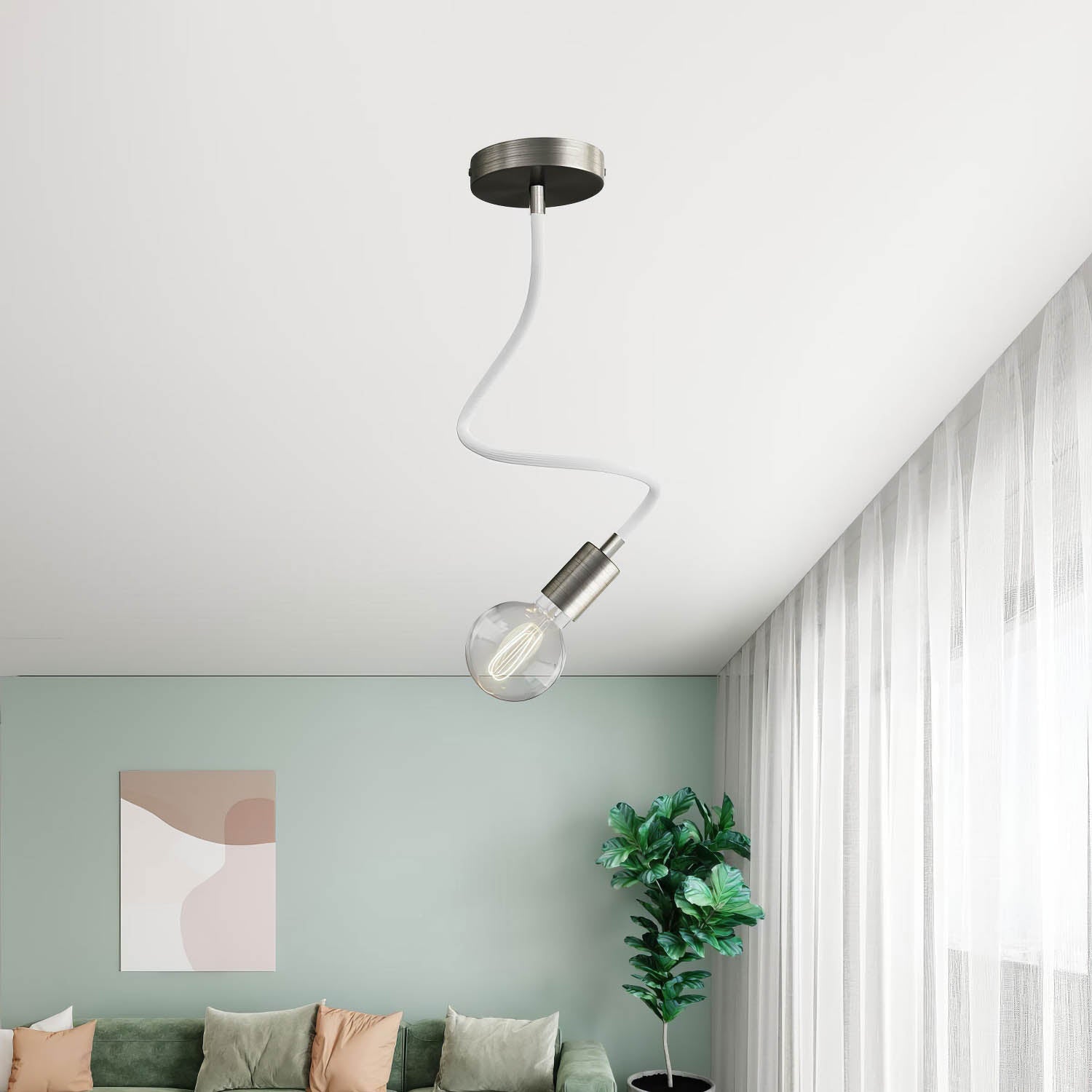 Kit Creative Flex tubo flessibile di estensione rivestito in tessuto RM01 Bianco con terminali metallici Titanio satinato 60 cm