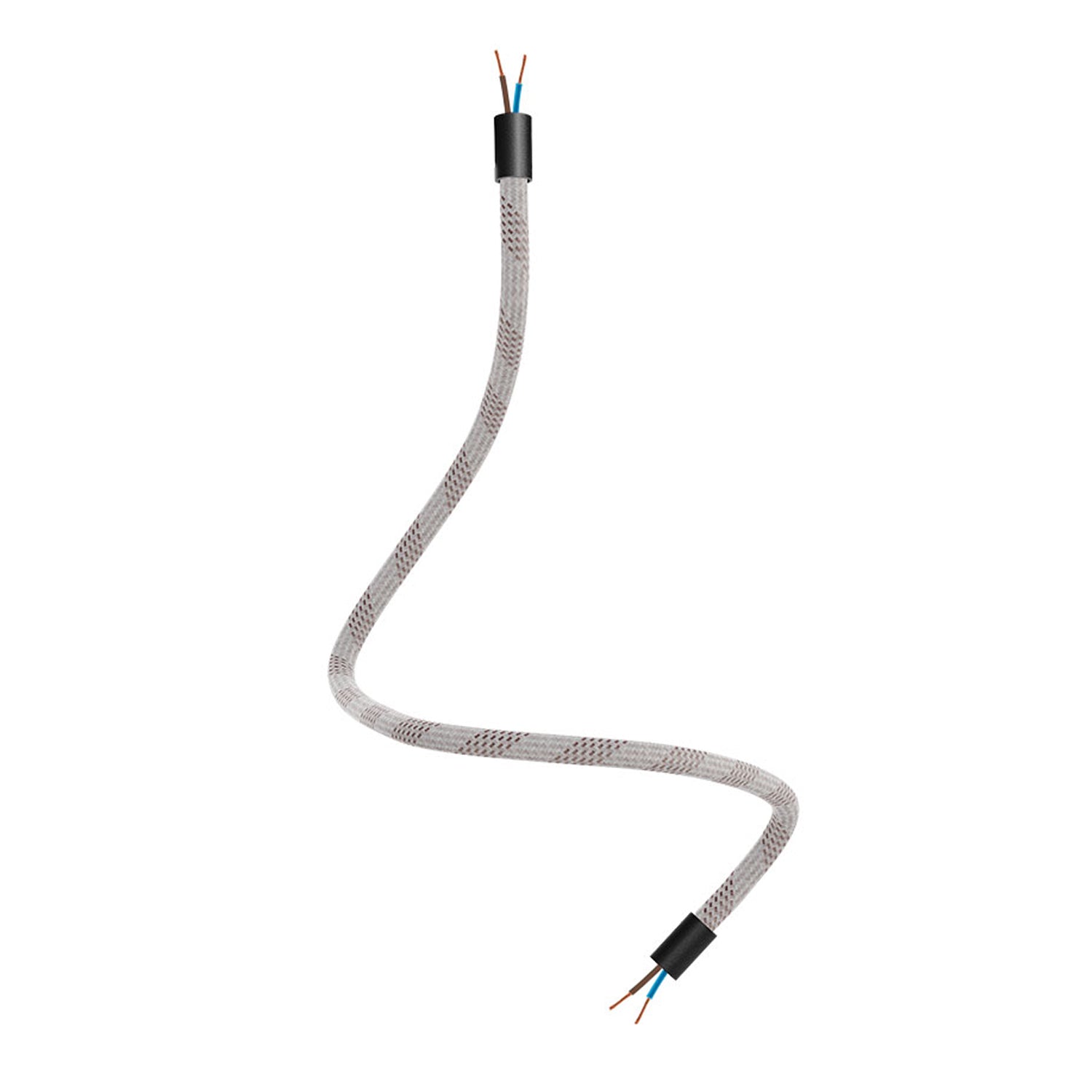 Kit Creative Flex tubo flessibile di estensione rivestito in tessuto RM72 Mèlange chiaro con terminali metallici Nero 60 cm