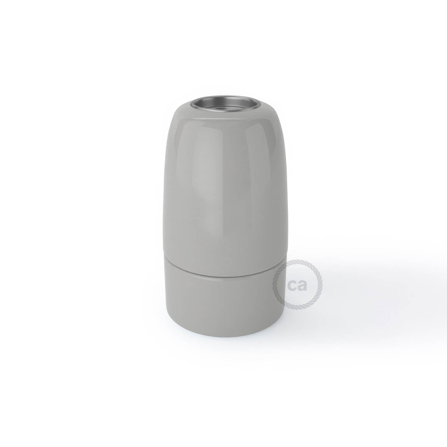 Kit portalampada E14 in porcellana - Grigio