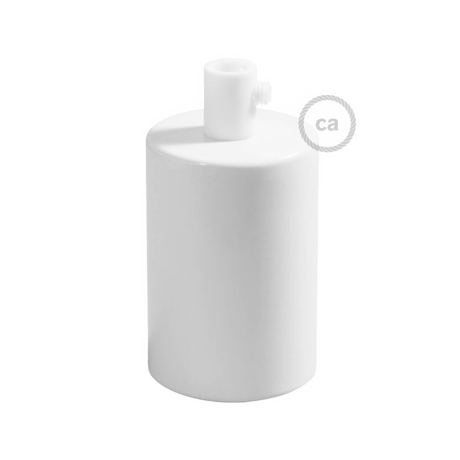 Kit portalampada E27 cilindrico in metallo - Bianco lucido - Creative Cables