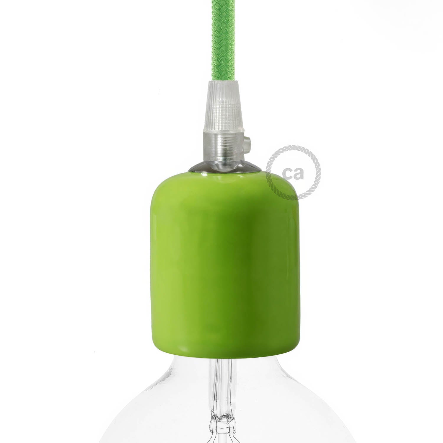 Kit portalampada E27 in ceramica - Verde pistacchio