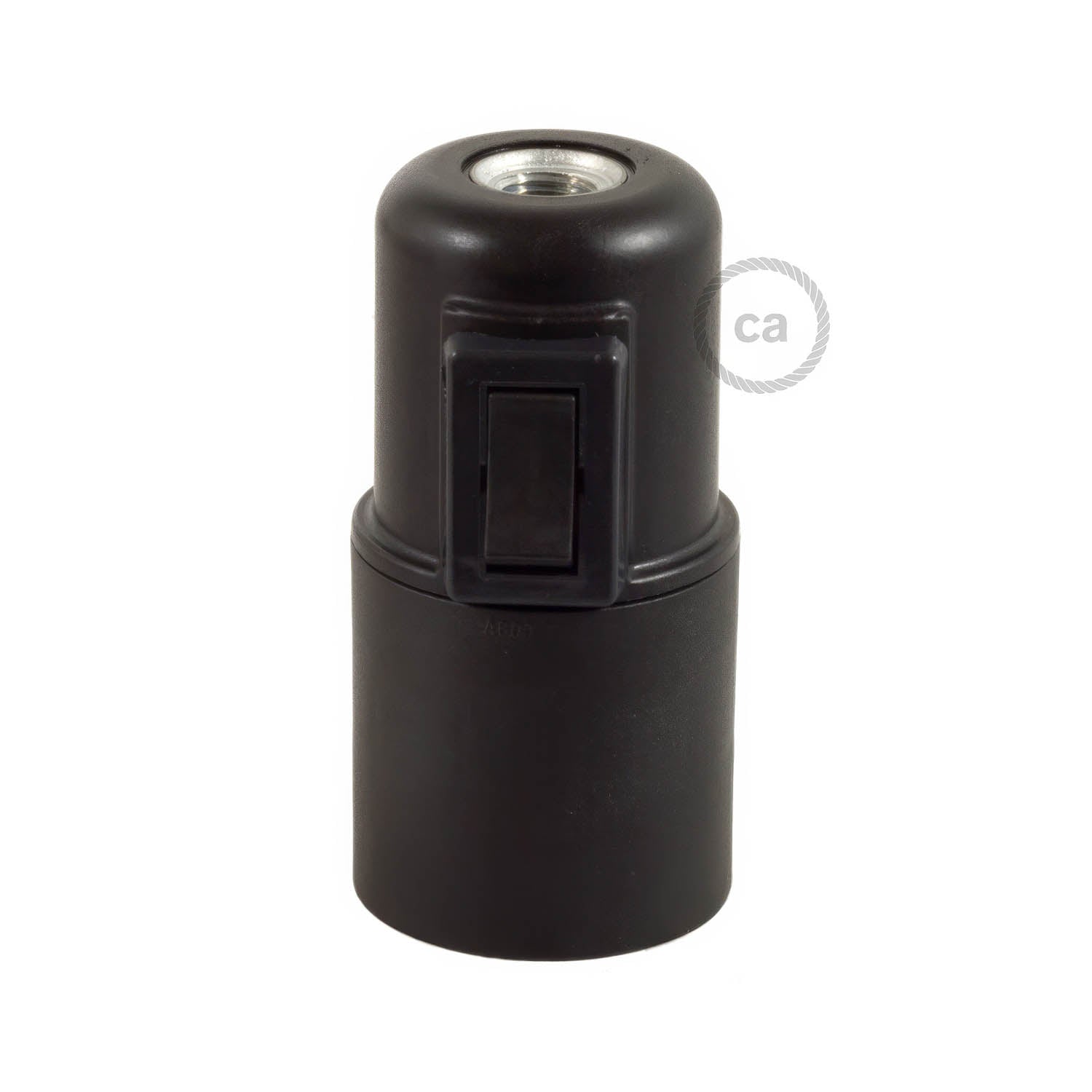 Kit portalampada E27 in termoplastica con interruttore - Nero