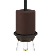 Kit portalampada E27 semifilettato in metallo con serracavo nascosto - Ruggine scura verniciata