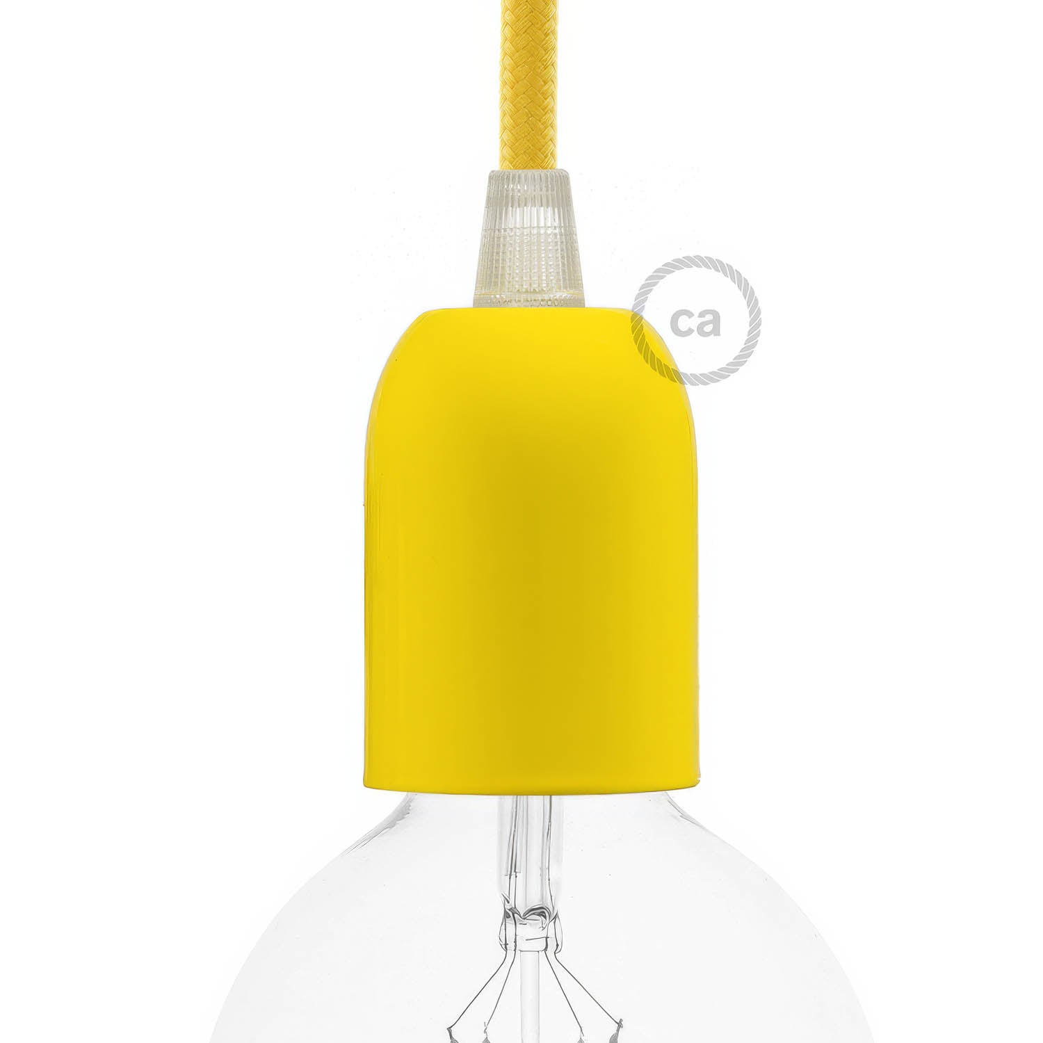 Kit portalampada E27 semisferico in metallo - Giallo