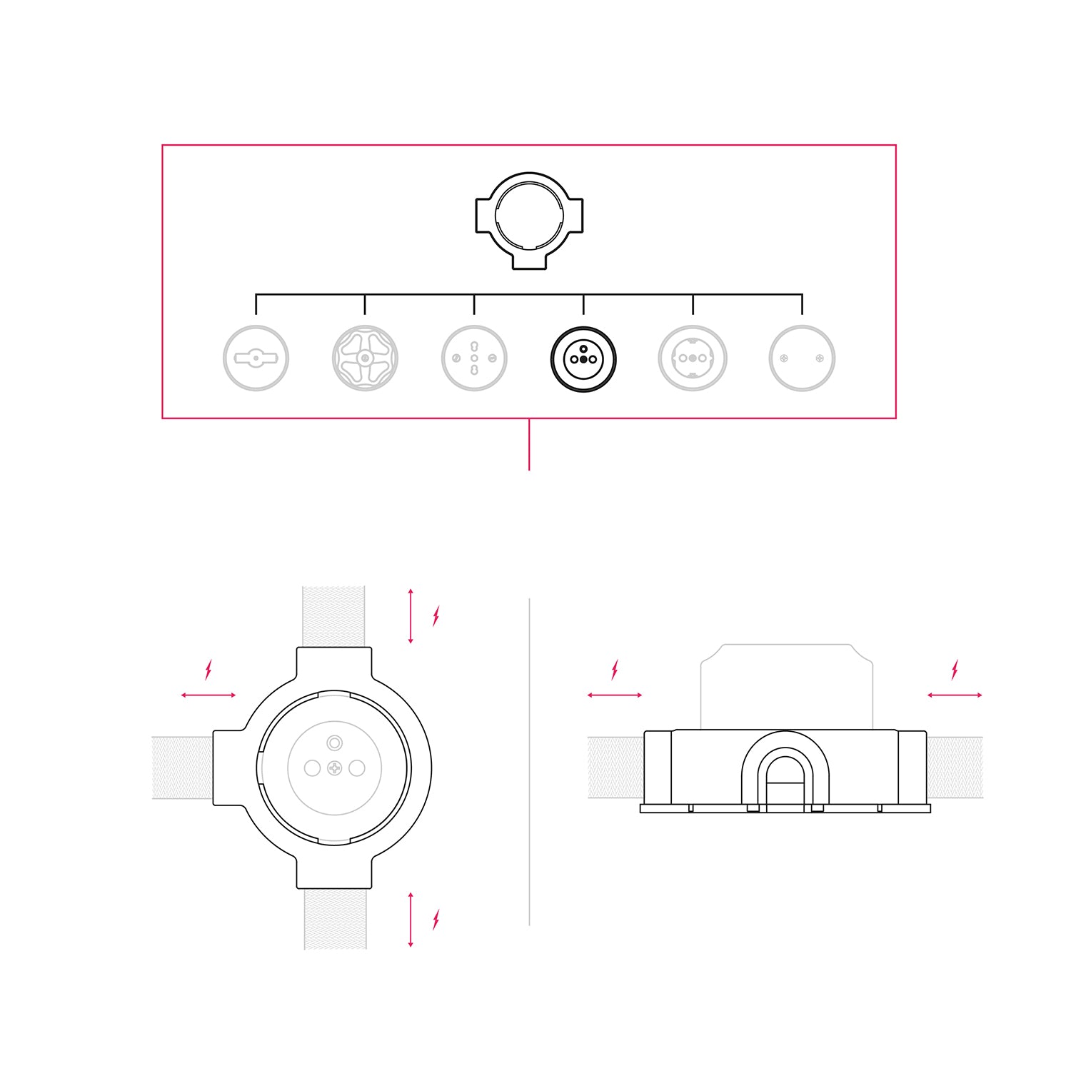 Kit presa a muro di tipo francese e base per Creative-Tubes in porcellana - Bianco 3