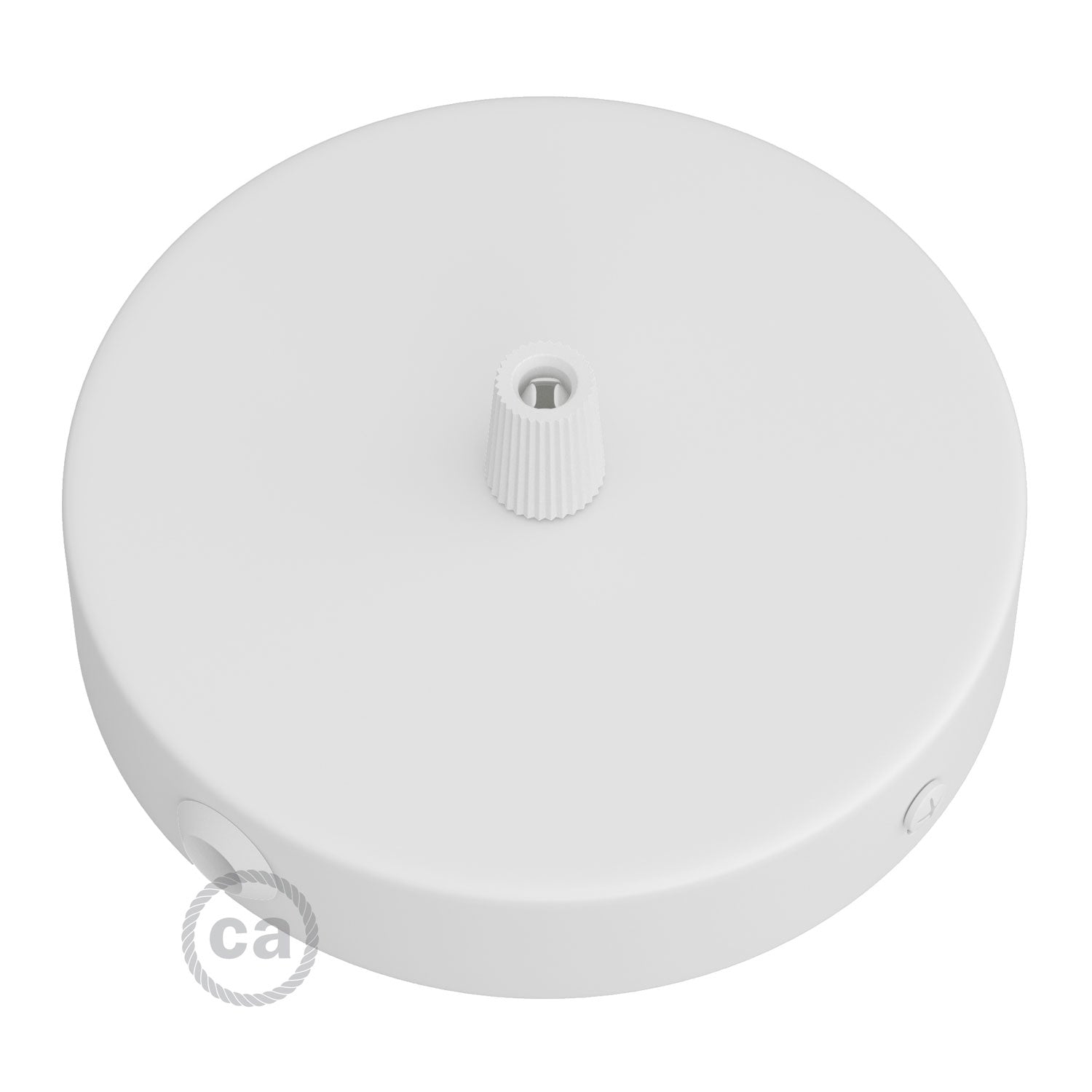 Kit rosone cilindrico in metallo a 1 foro centrale e 2 fori laterali - Bianco opaco Conico