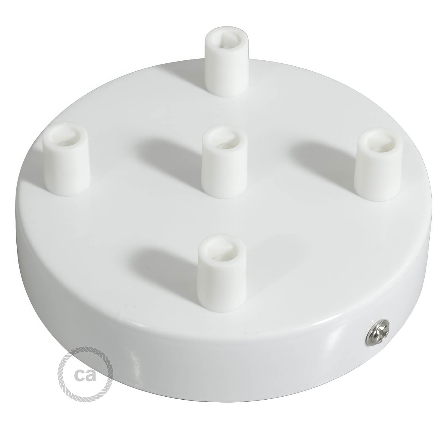 Kit rosone cilindrico in metallo a 5 fori - Bianco lucido Cilindrico