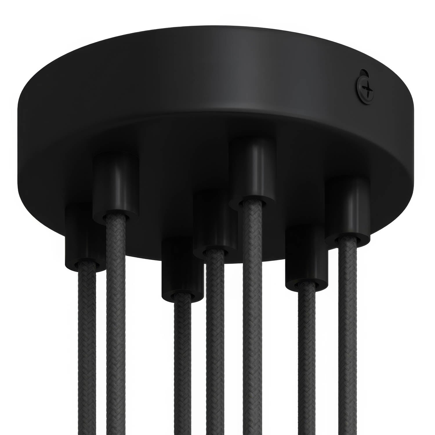 Kit rosone cilindrico in metallo a 7 fori - Nero Cilindrico