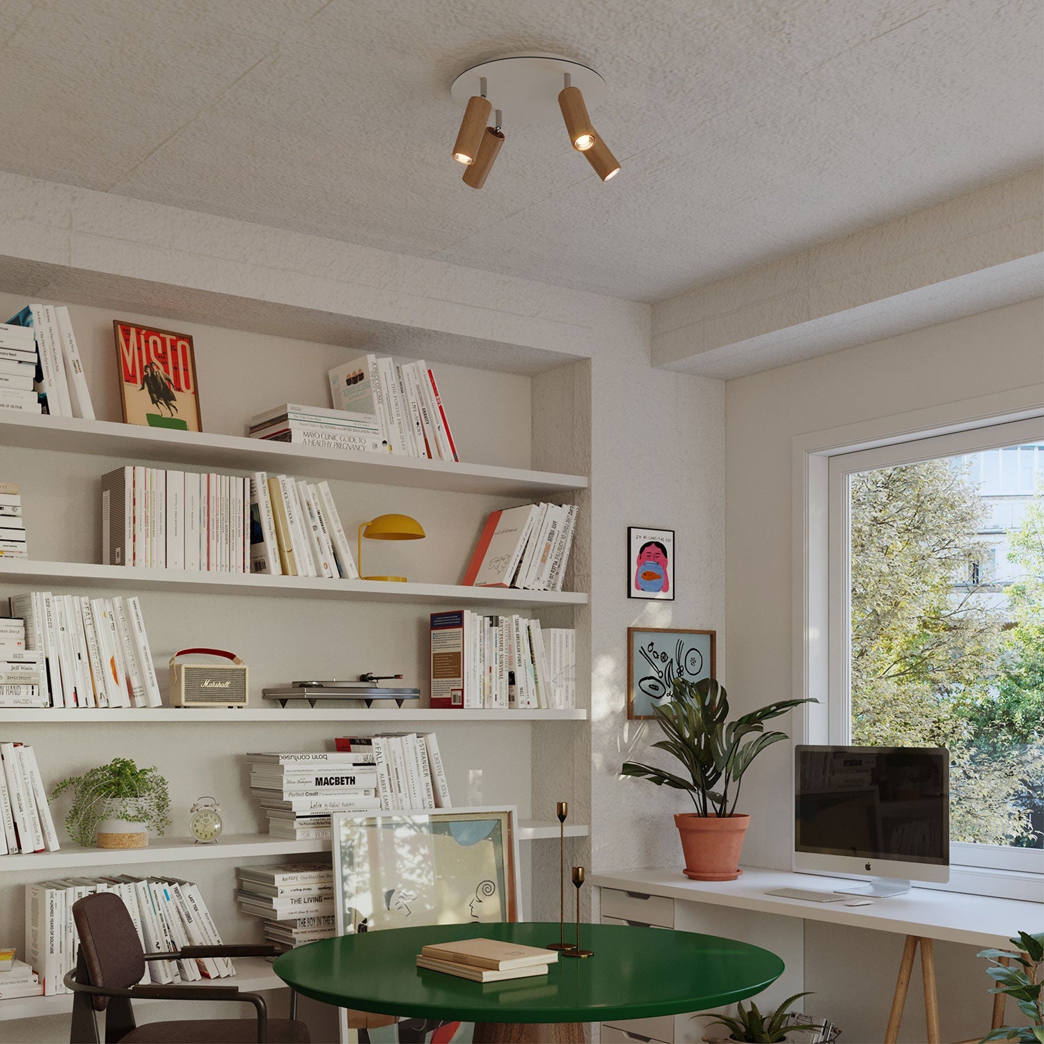 Lampada a 4 faretti con paralume Tub-E14 e Rose-One XXL rotondo - Neutro