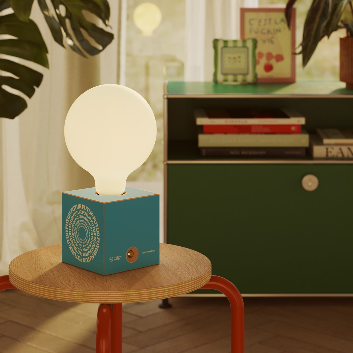 Lampada a batteria Cabless03 "Futur" con lampadina globo effetto porcellana - Futur Festival